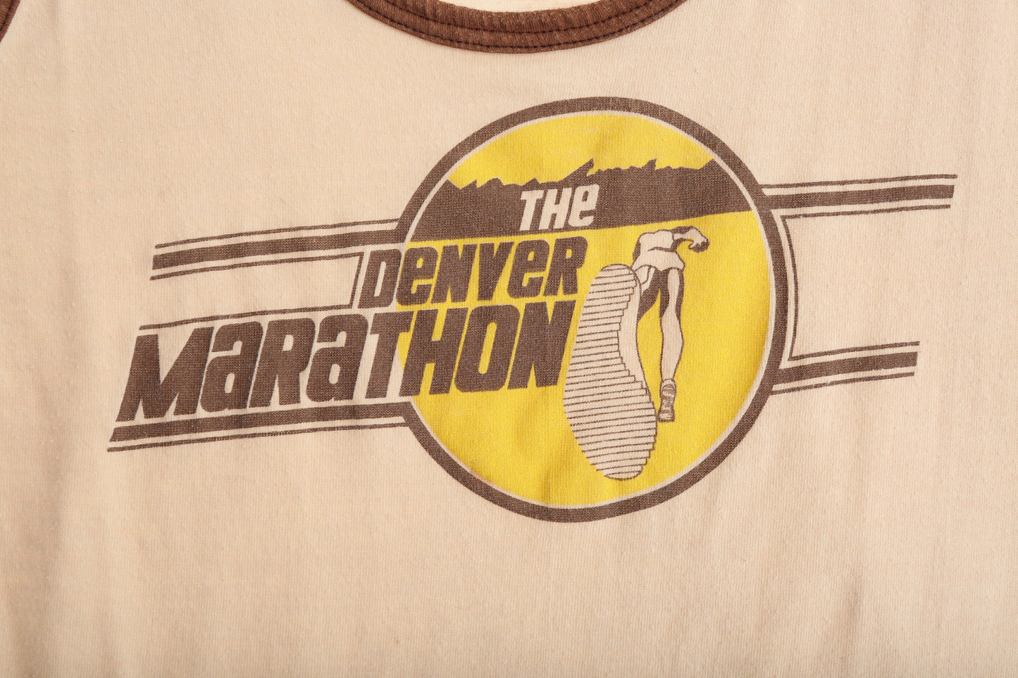 Vintage Beige Tank Top with The Denver Marathon Print / Era: 70s -80s