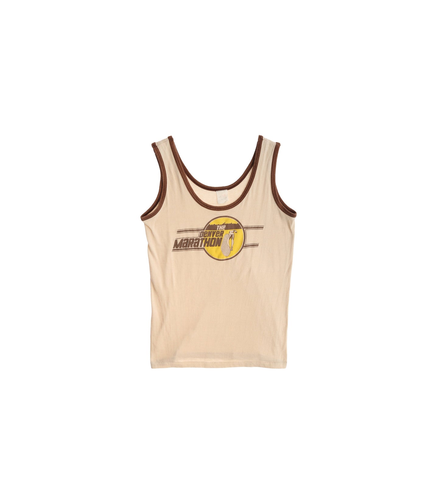 Vintage Beige Tank Top with The Denver Marathon Print / Era: 70s -80s