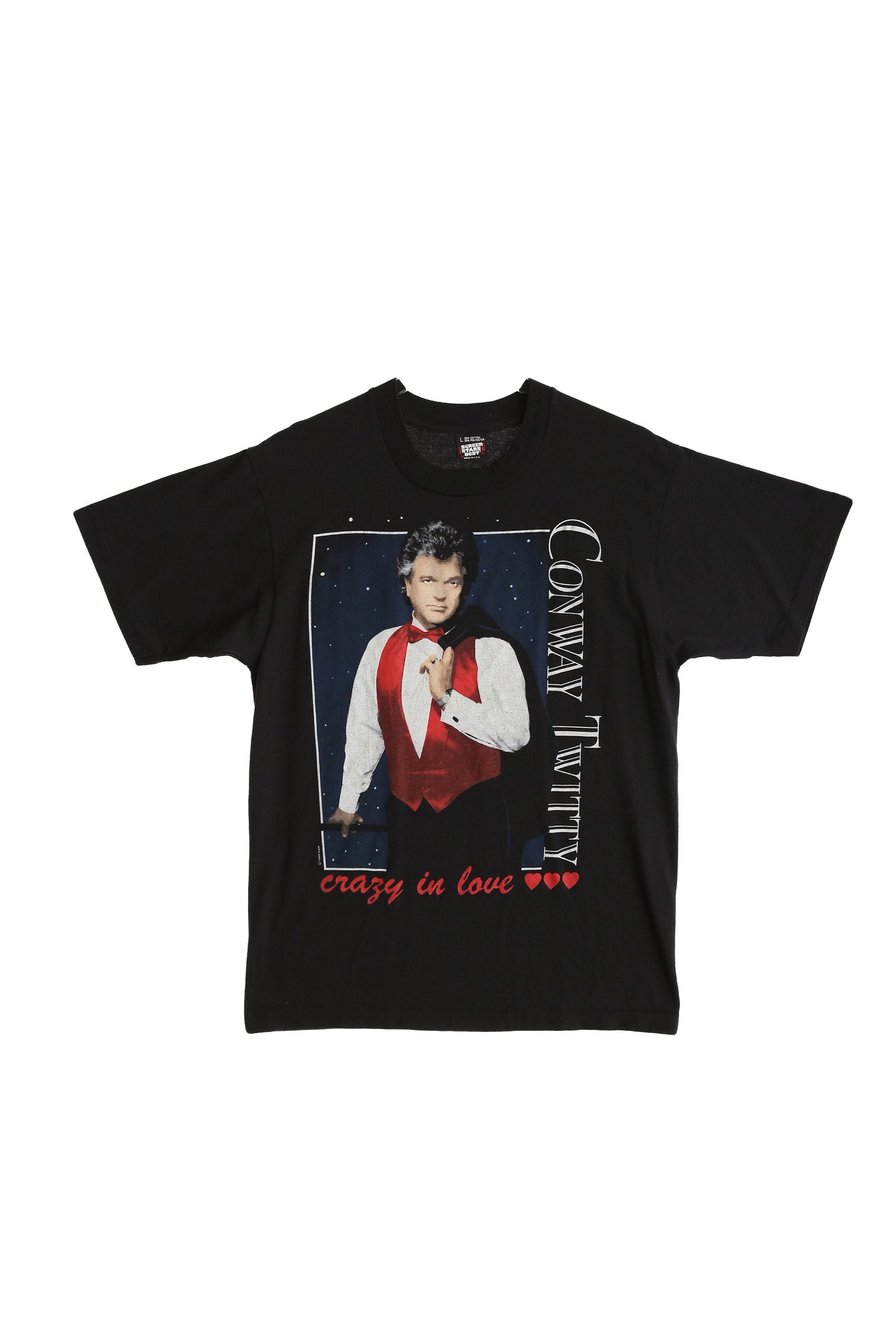 Vintage Conway Twitty Crazy For Love Black Graphic T-shirt