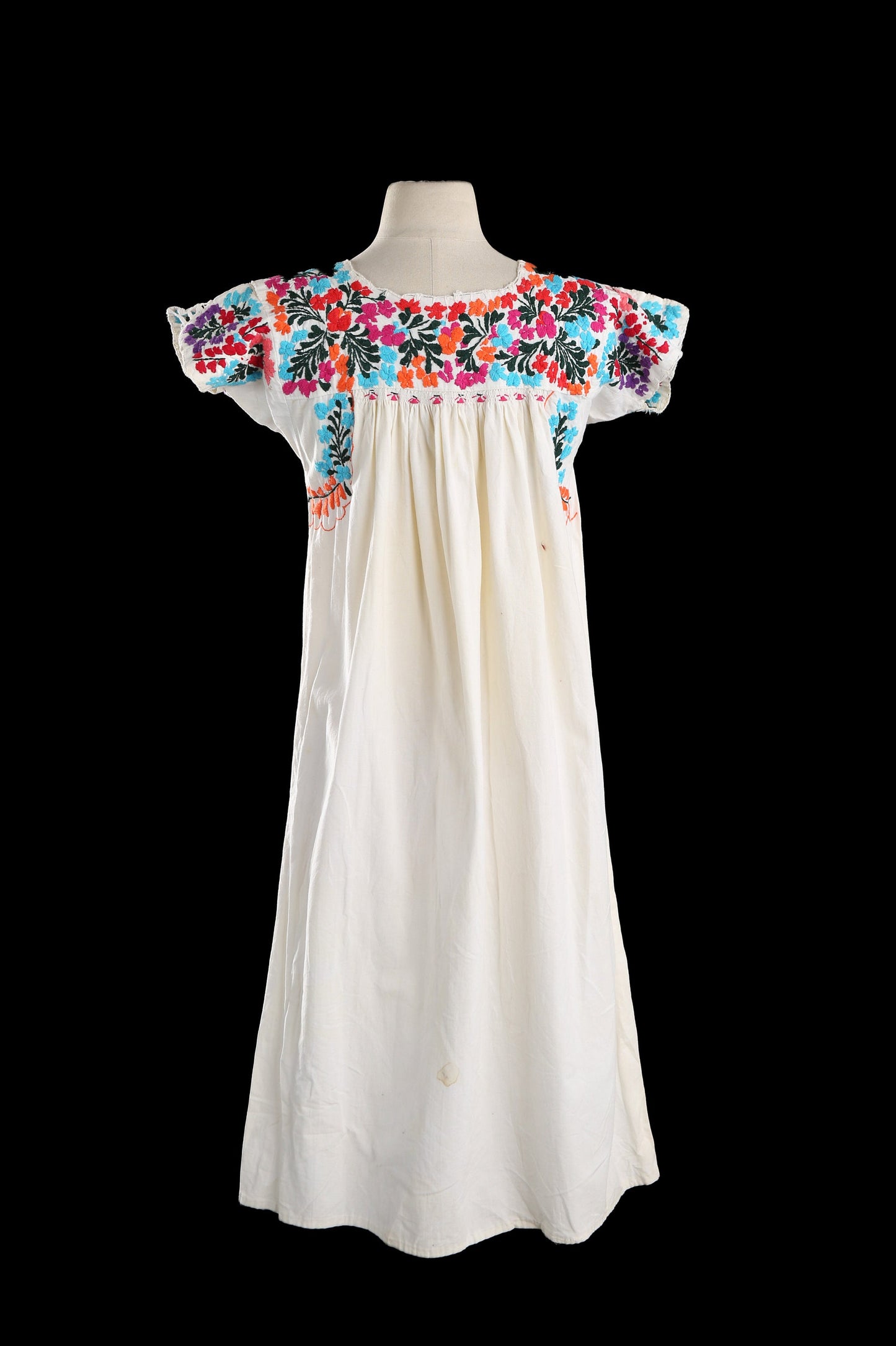 Vintage Women White Floral Embroidery Dress