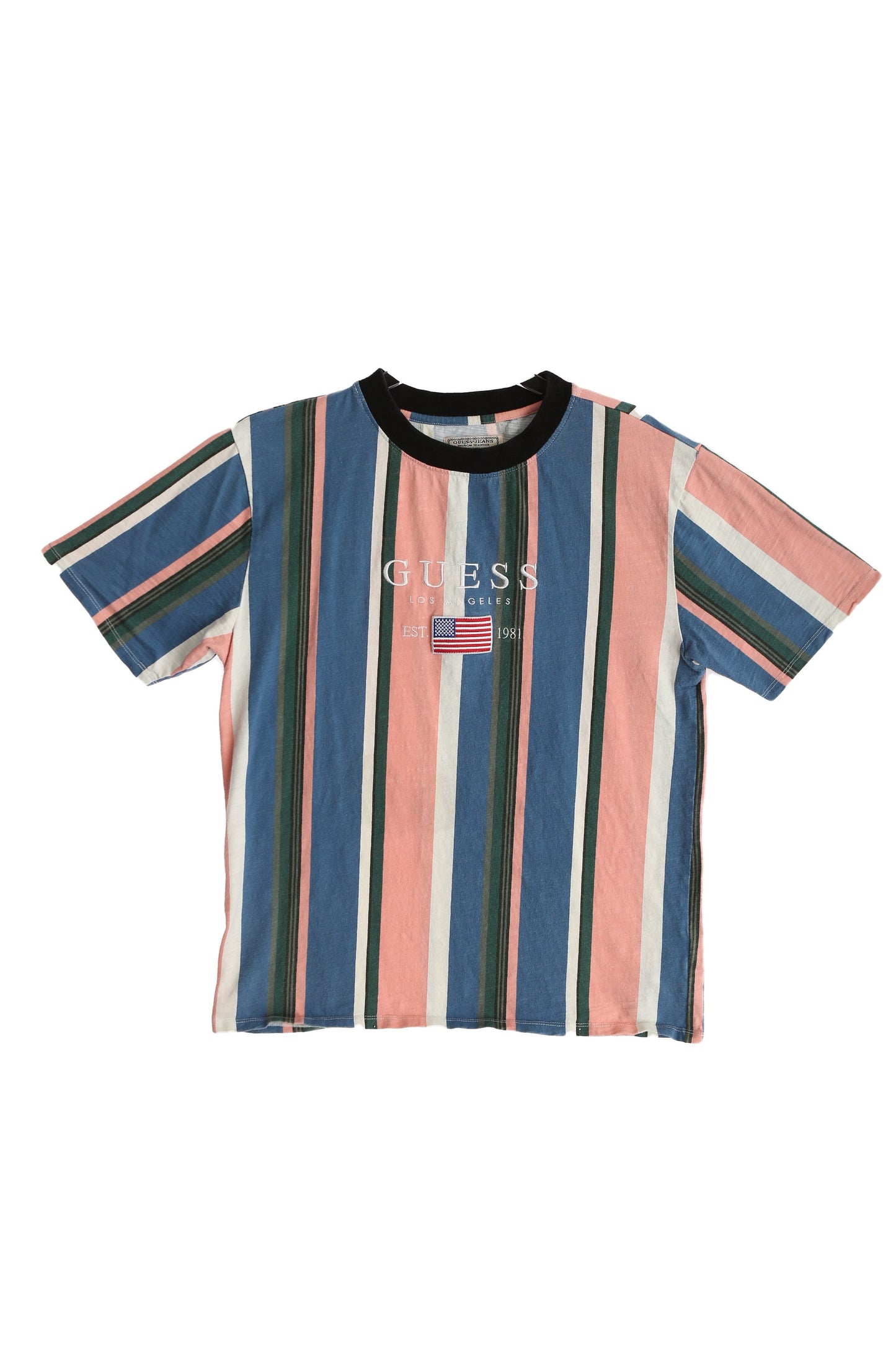 Vintage Guess Jeans Striped Graphic T-shirt / Era: 90s - Y2K