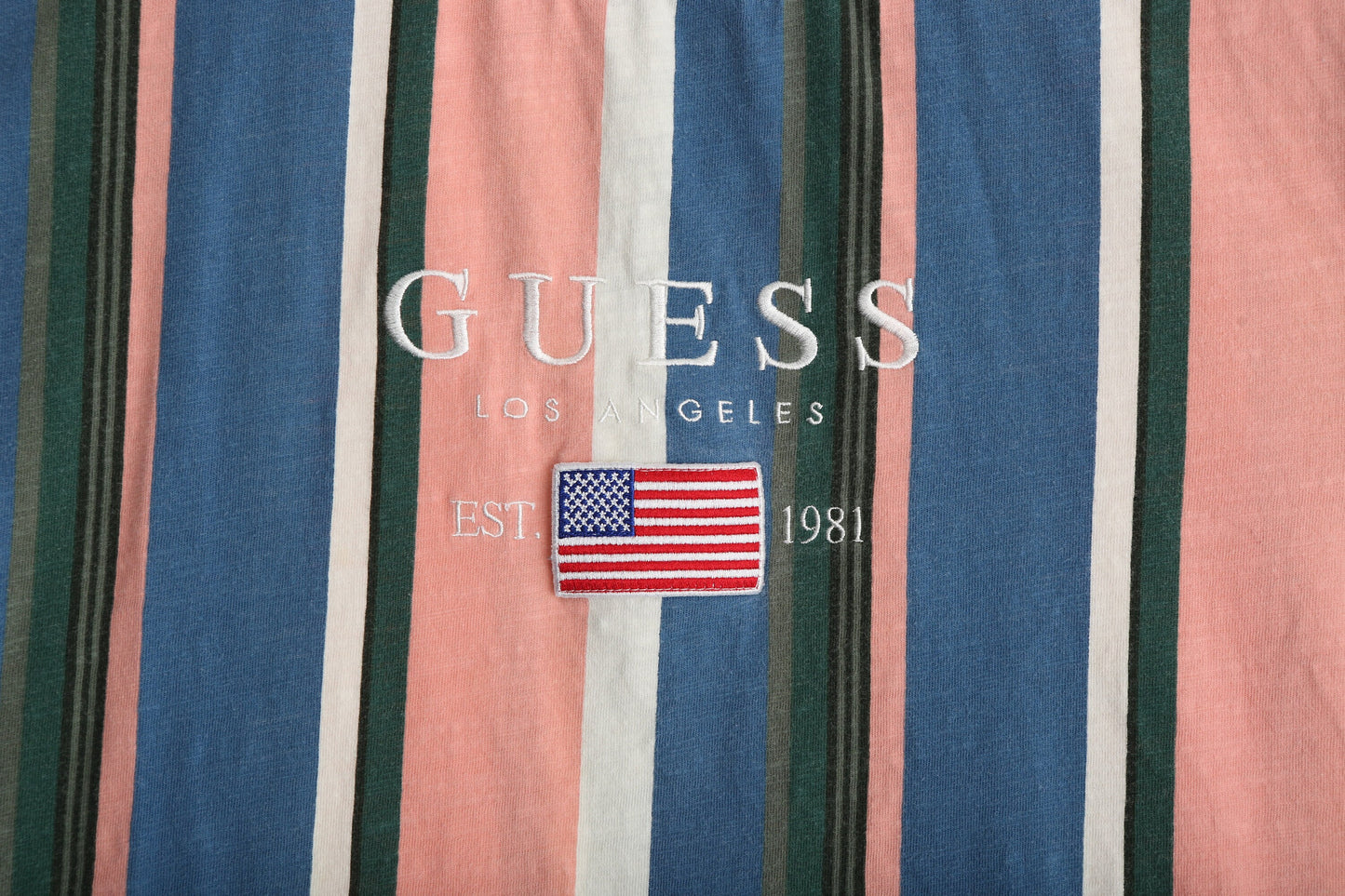 Vintage Guess Jeans Striped Graphic T-shirt / Era: 90s - Y2K