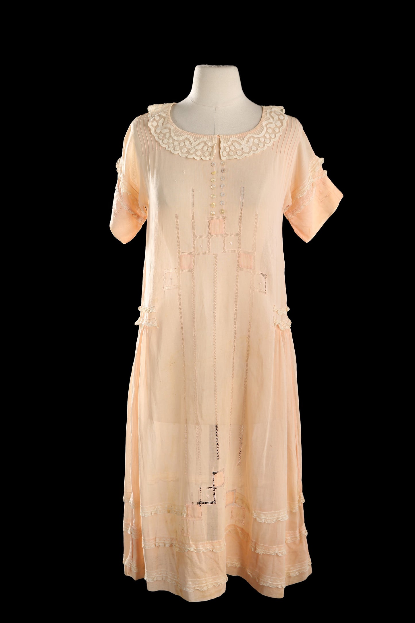Vintage Women 1930s Peach Summer Dress