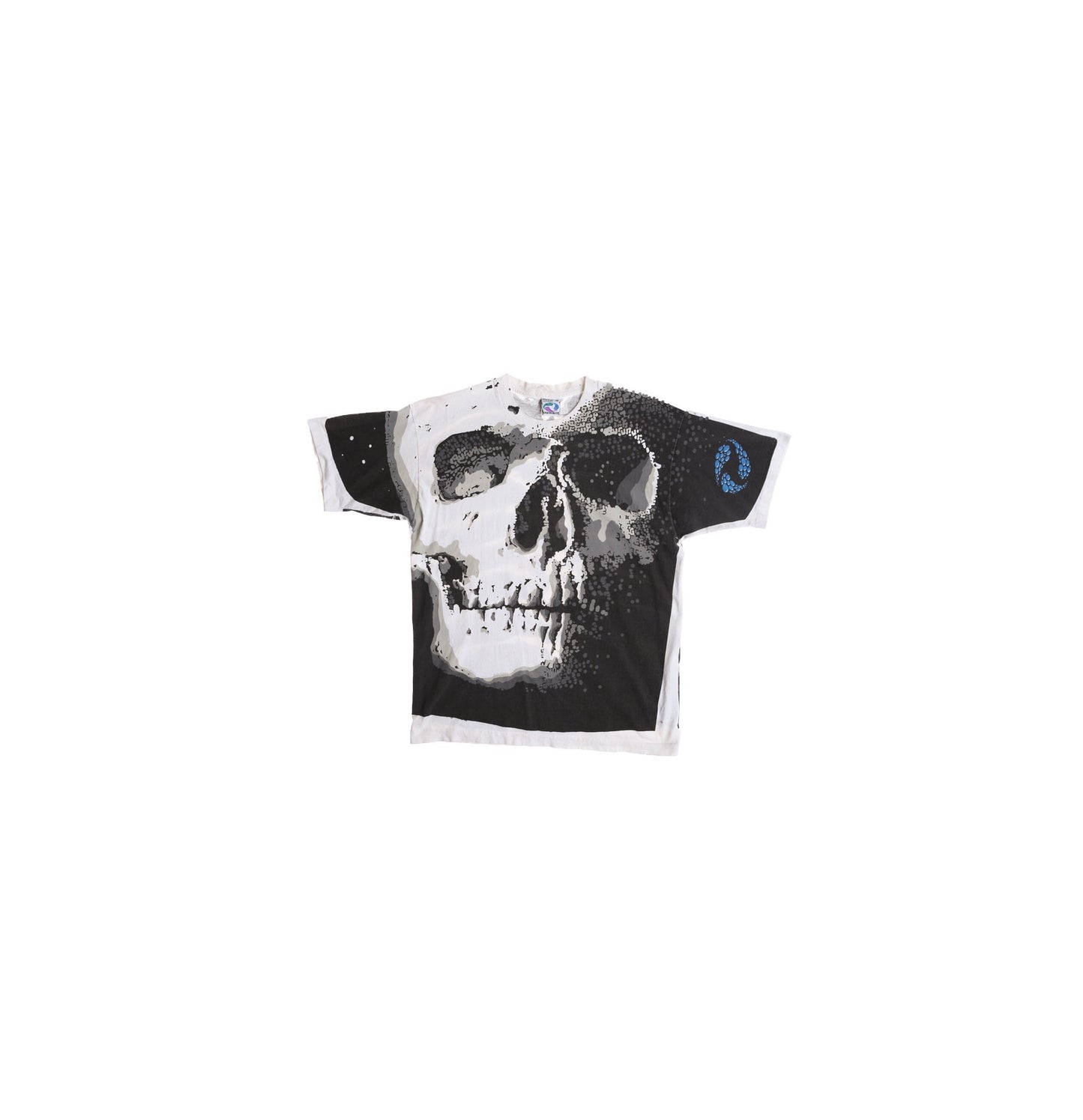 Liquid Blue Skeleton Face Graphic T-shirt