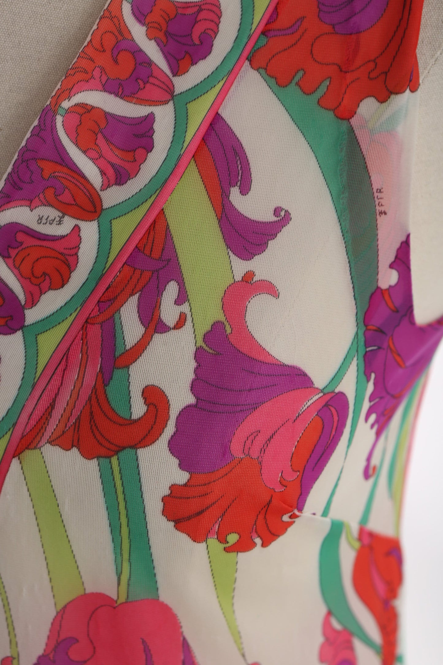 Vintage Emilion Pucci Floral Print Poly Summer Dress