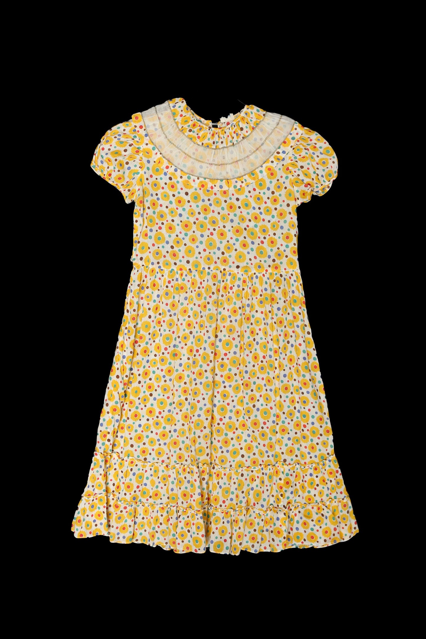 Vintage Women Yellow Polka Dot Dress