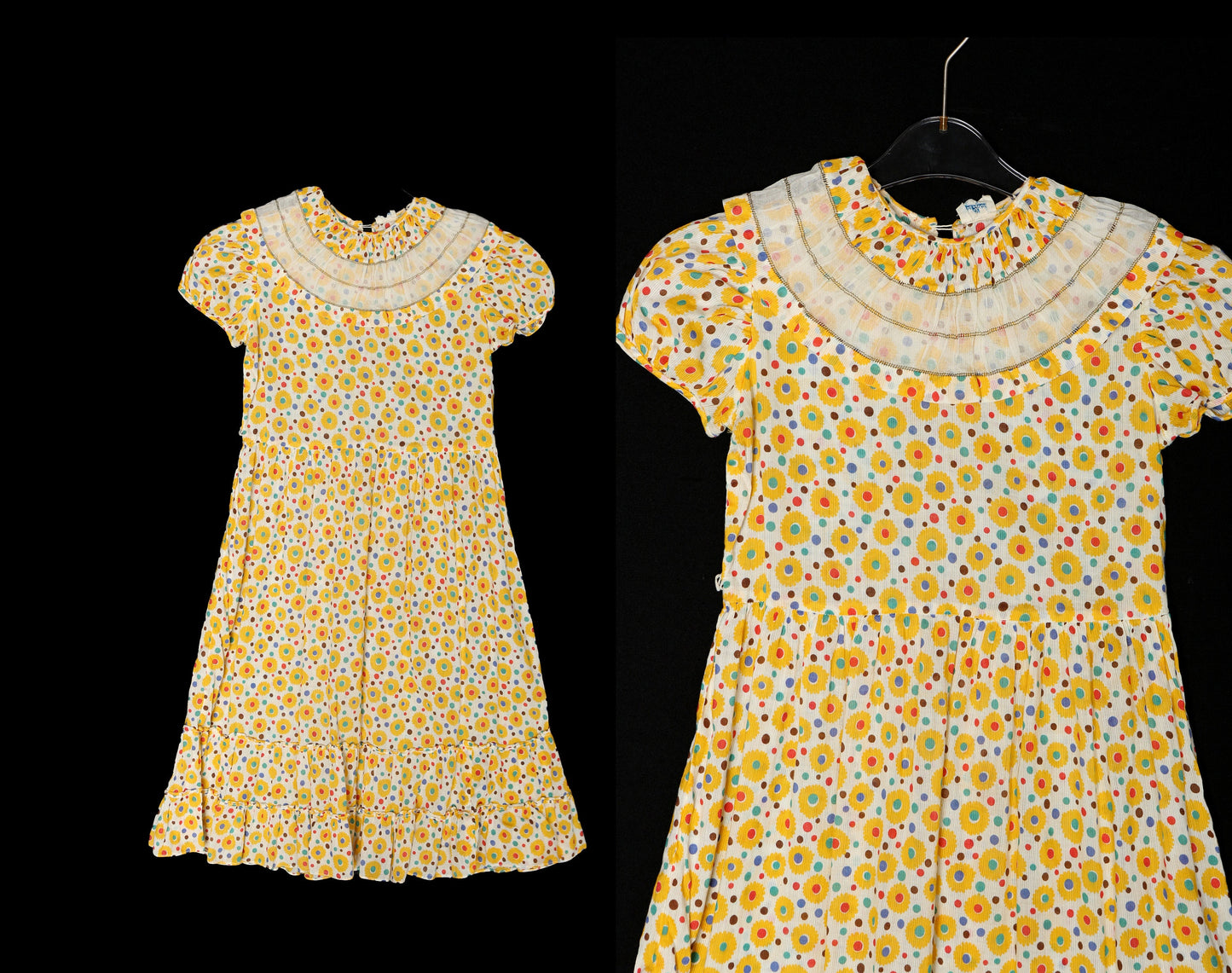 Vintage Women Yellow Polka Dot Dress