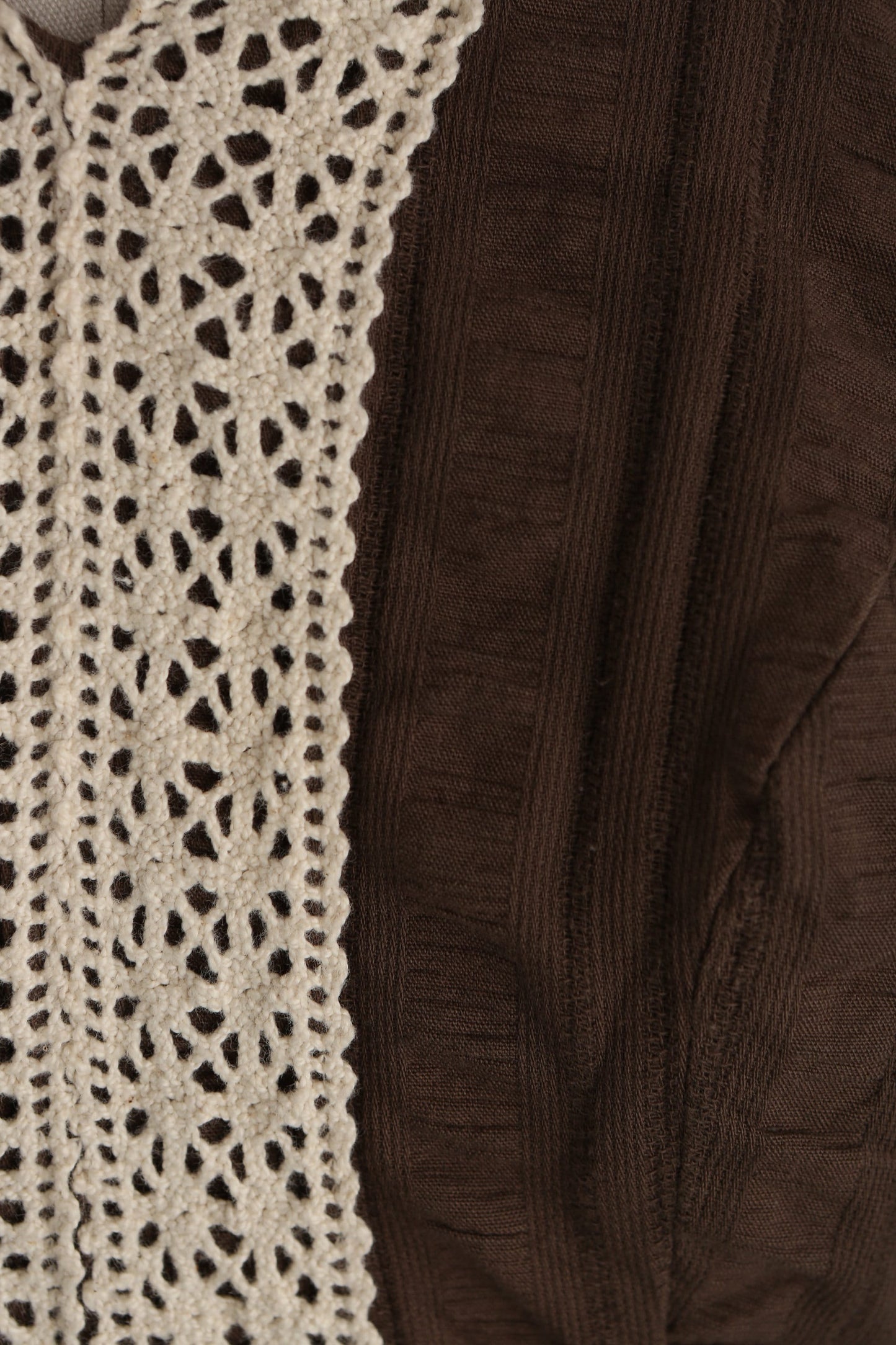 1970s Women Brown Cotton Long Sleeve Dress