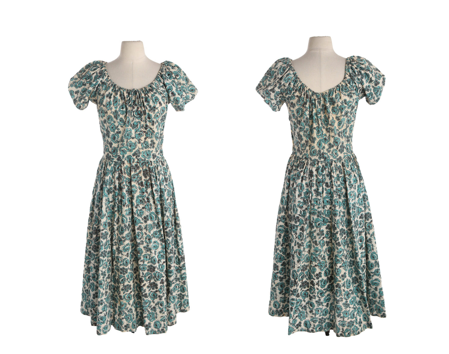 Vintage Women 50s Floral Print Summer Dress