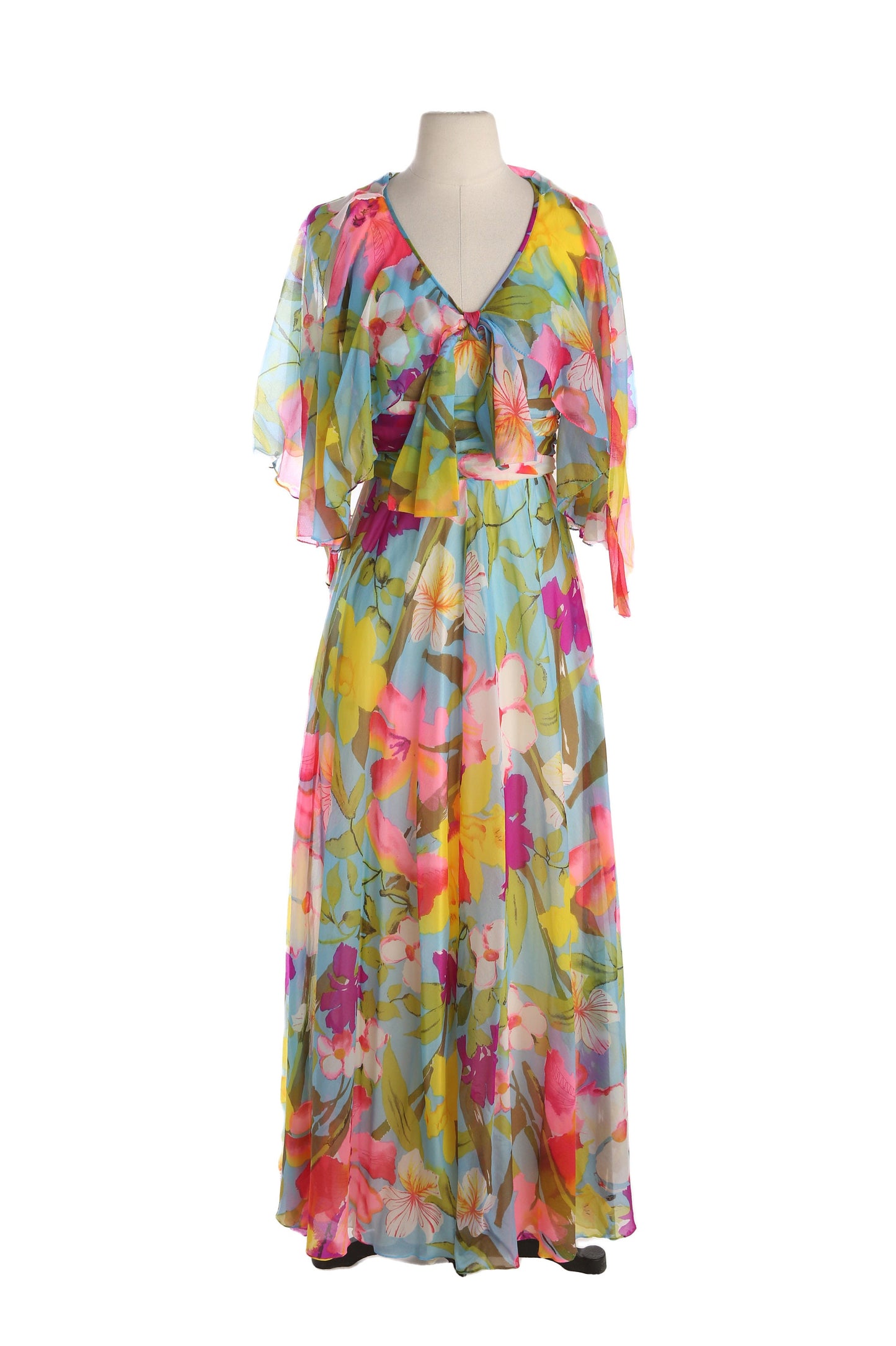1970s Women Floral print Long Summer Dress