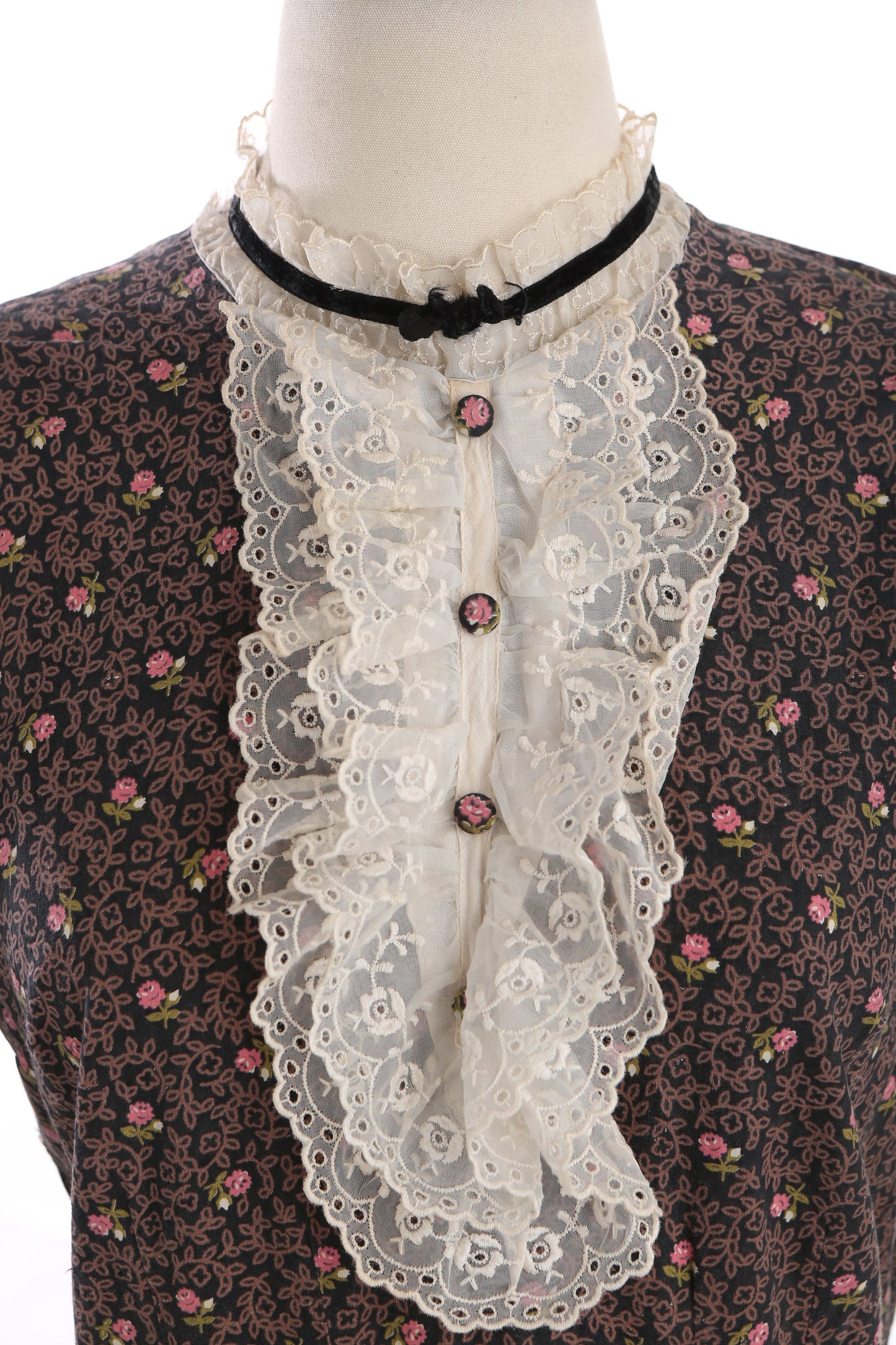 Vintage Women Floral Print Long Prairie Dress