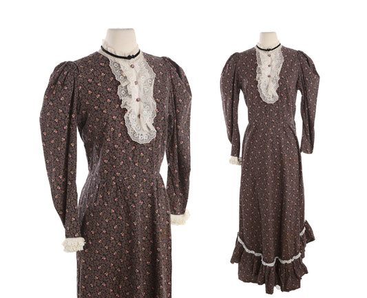 Vintage Women Floral Print Long Prairie Dress