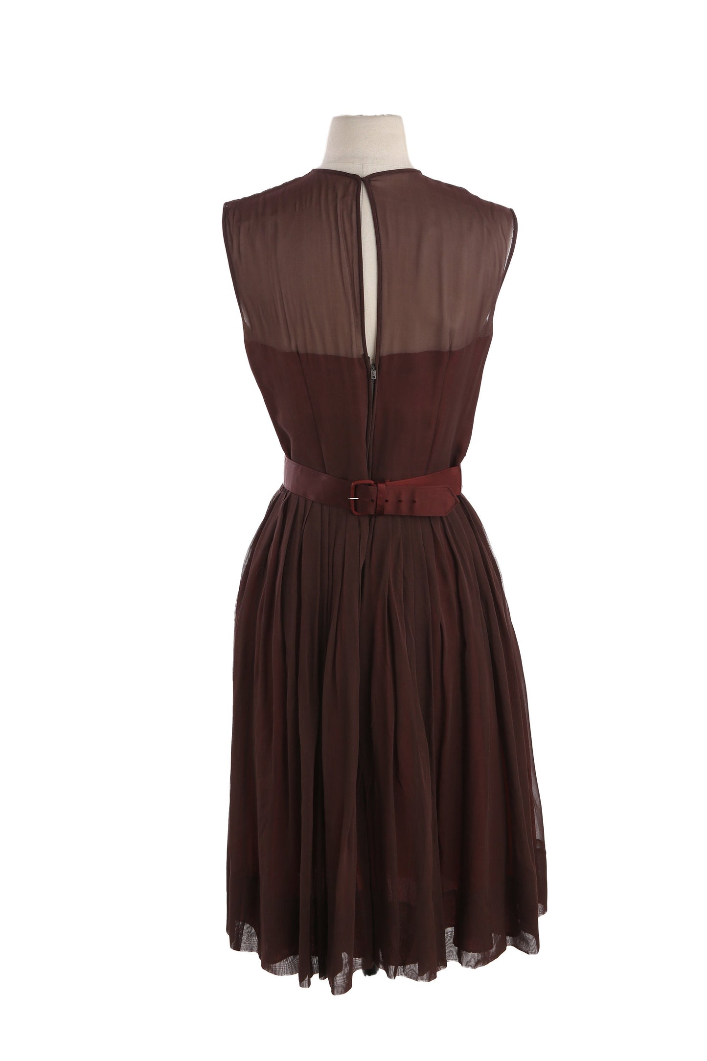 Vintage 1950s Brown Evening Sleeveless Dress