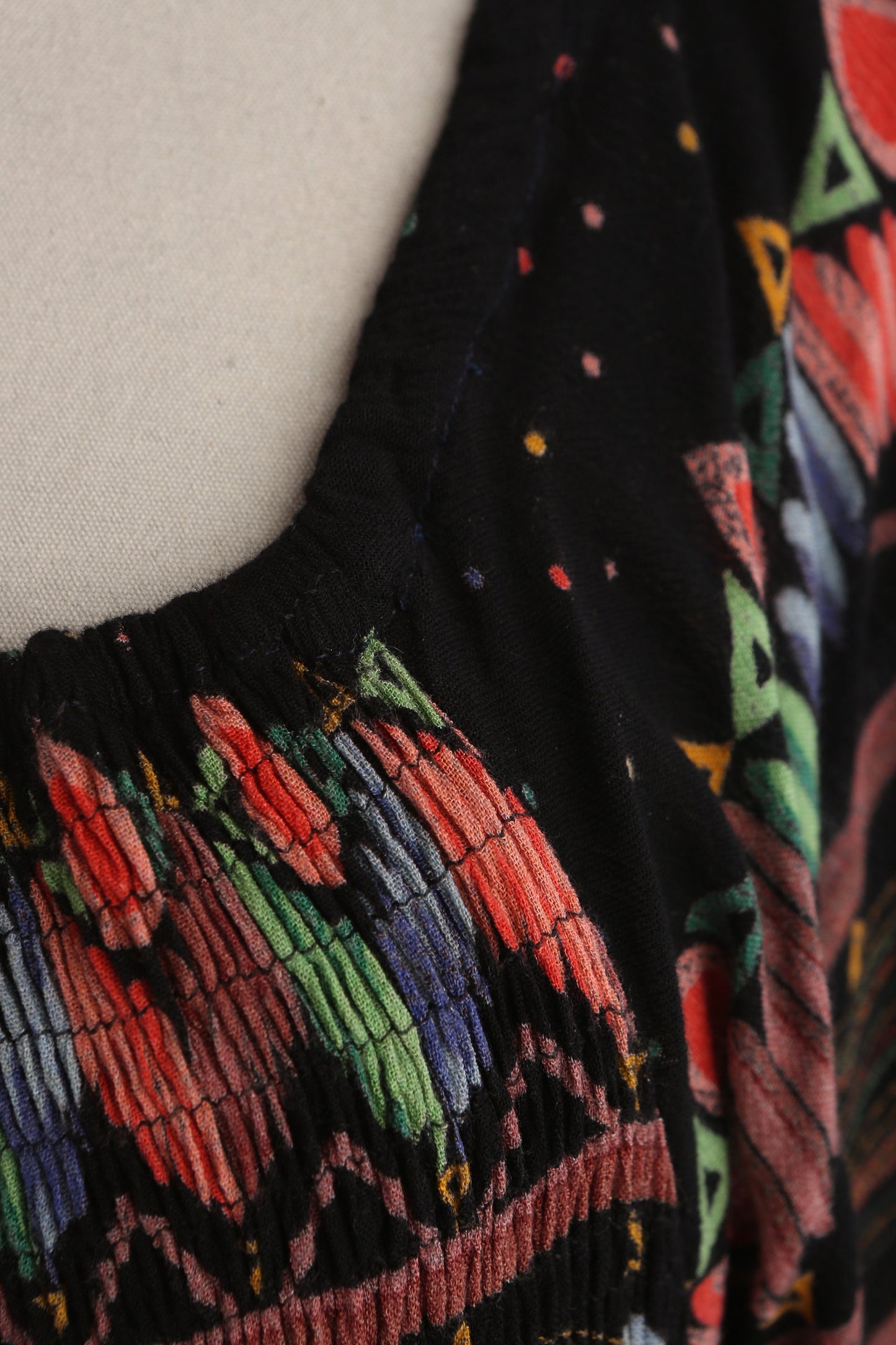 Vintage Women Black Rayon Summer Dress