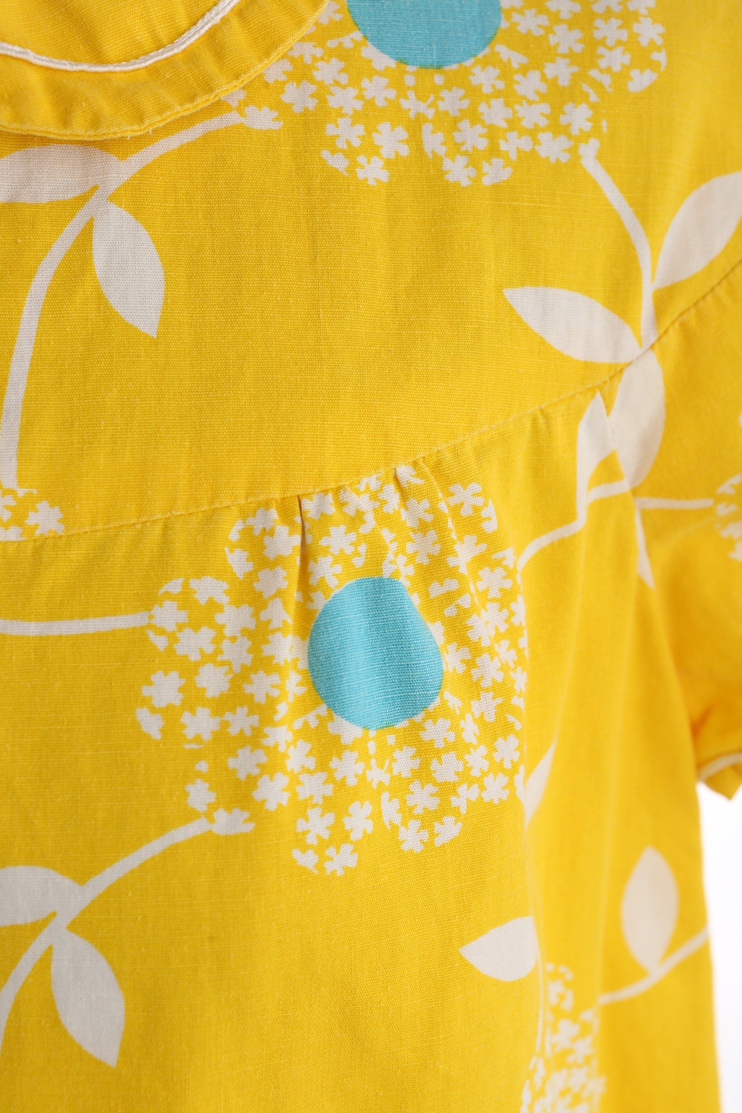 Vintage Women Yellow Floral Print Bluson Dress