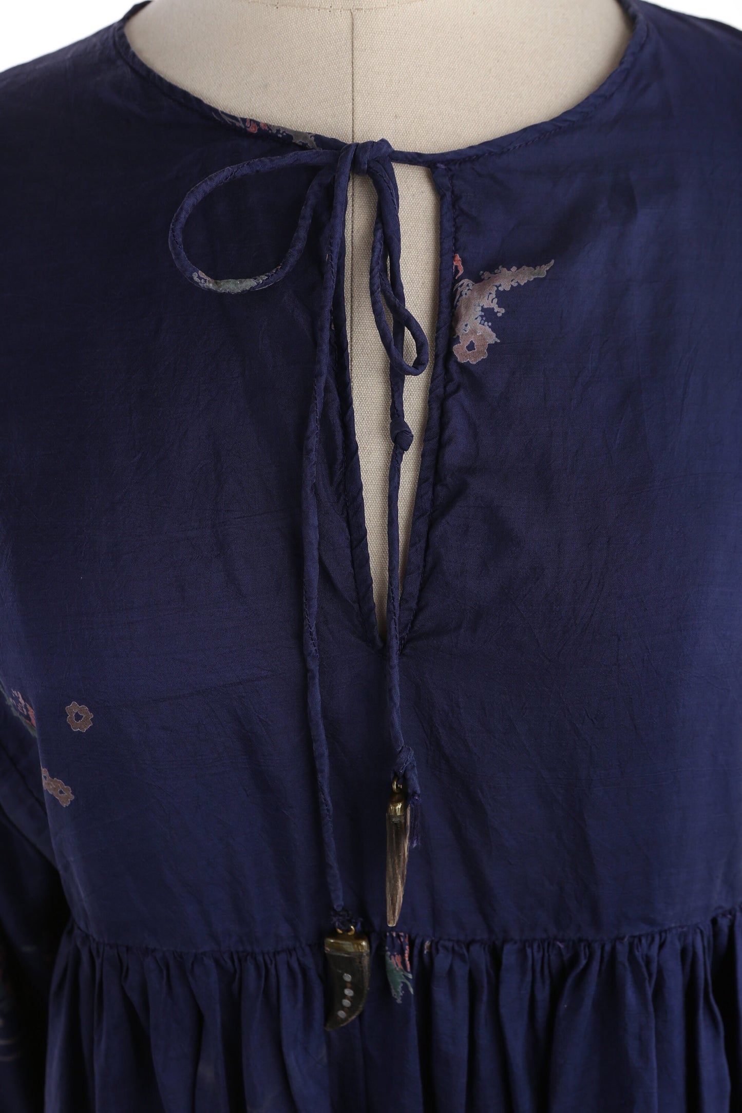 Vintage Women Blue Floral Print Summer Dress