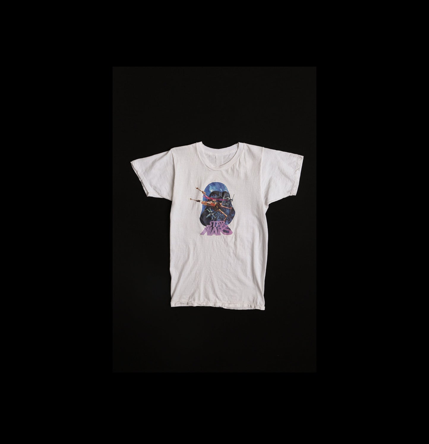 Vintage Iron Print White T-shirt with Star Wars Graphic