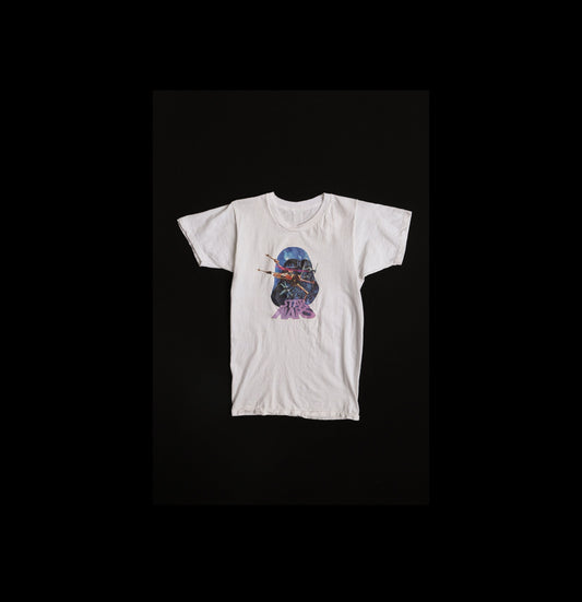 Vintage Iron Print White T-shirt with Star Wars Graphic