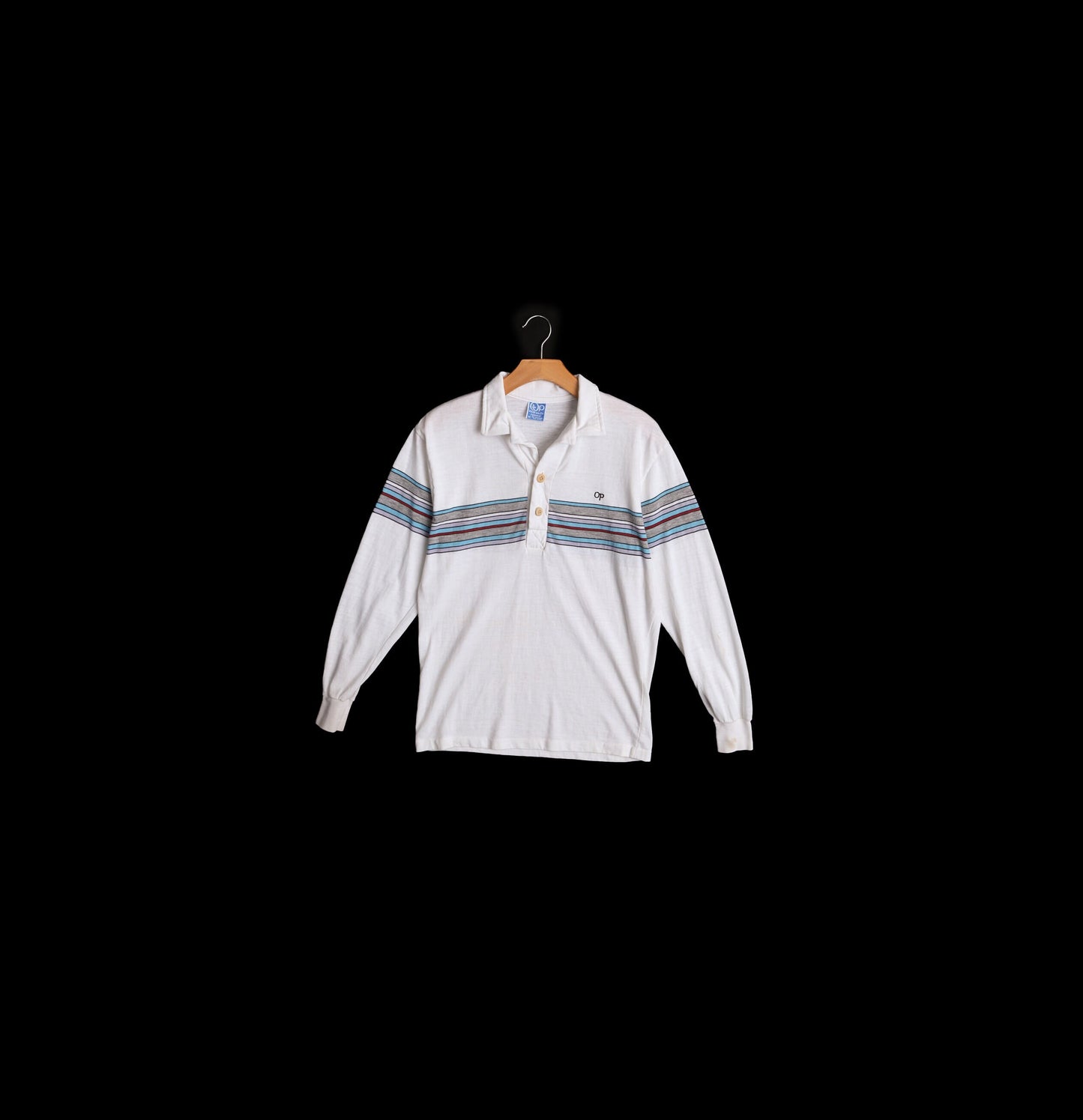 Op Long Sleeve White Striped Shirt - Era 70s - 80s