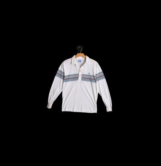 Op Long Sleeve White Striped Shirt - Era 70s - 80s