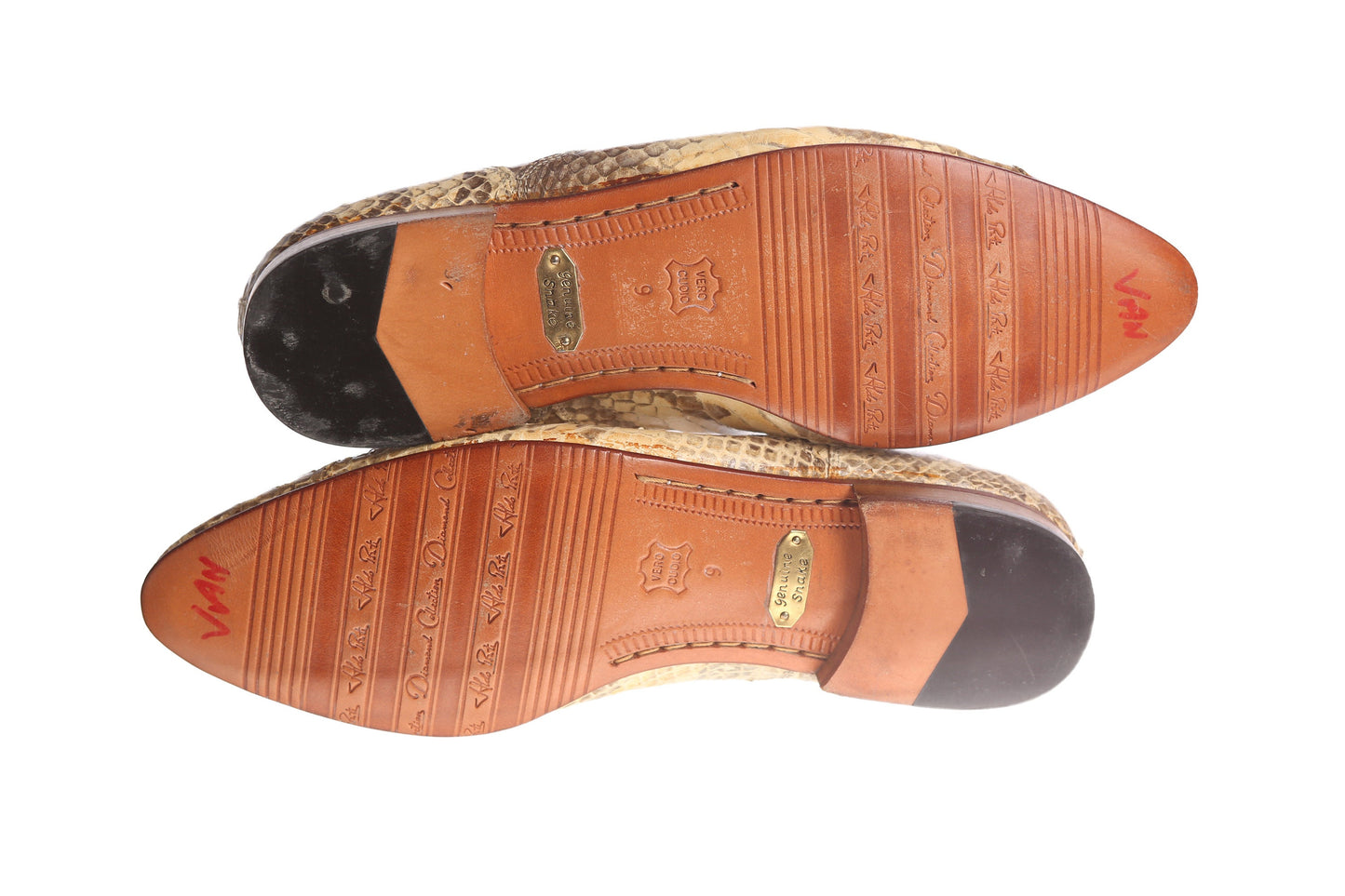 Vintage Men's Snakeskin Leather Loafer Shoes / Size US 9