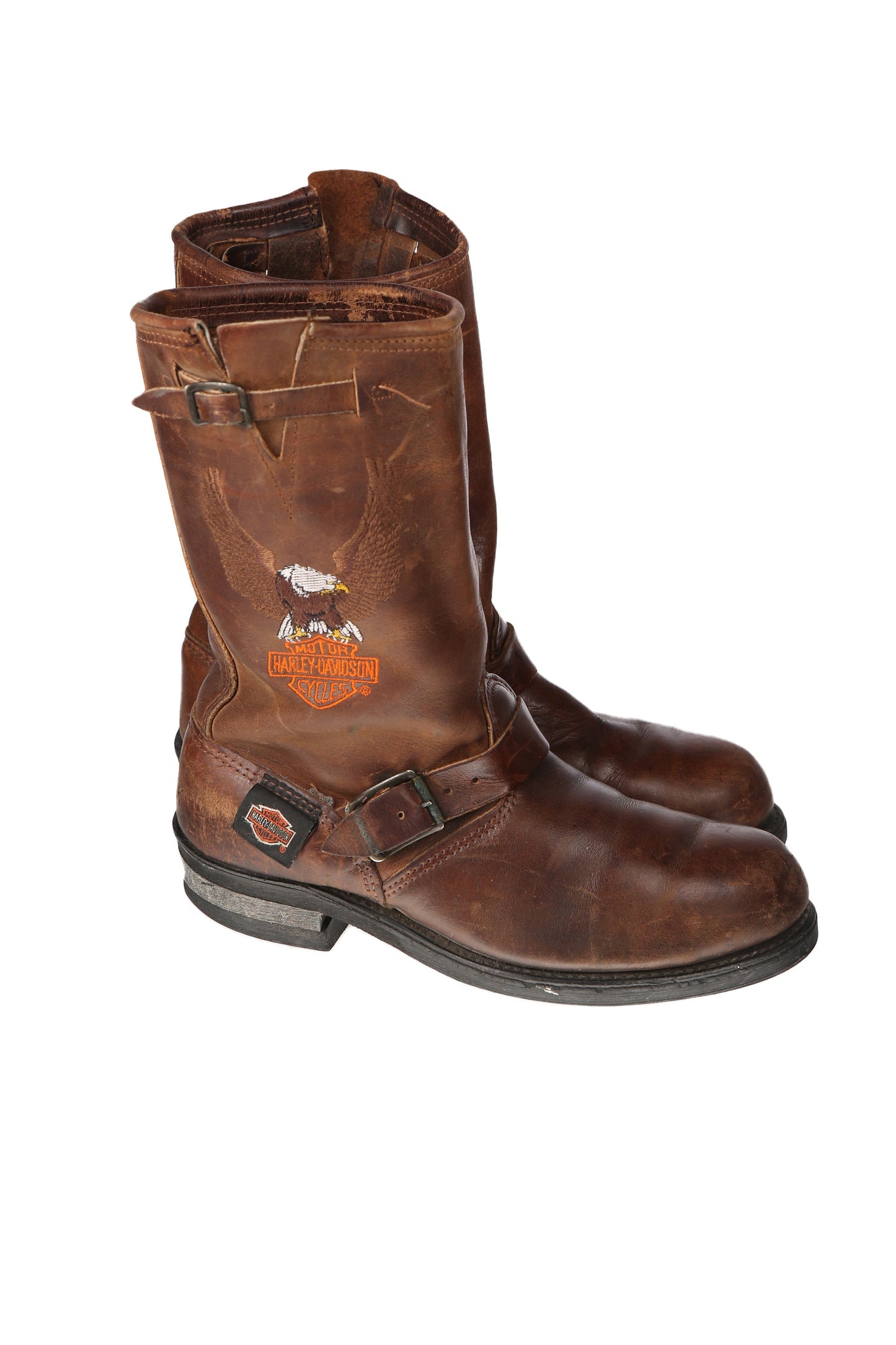 Vintage Harley Davidson Brown Biker Leather Boots