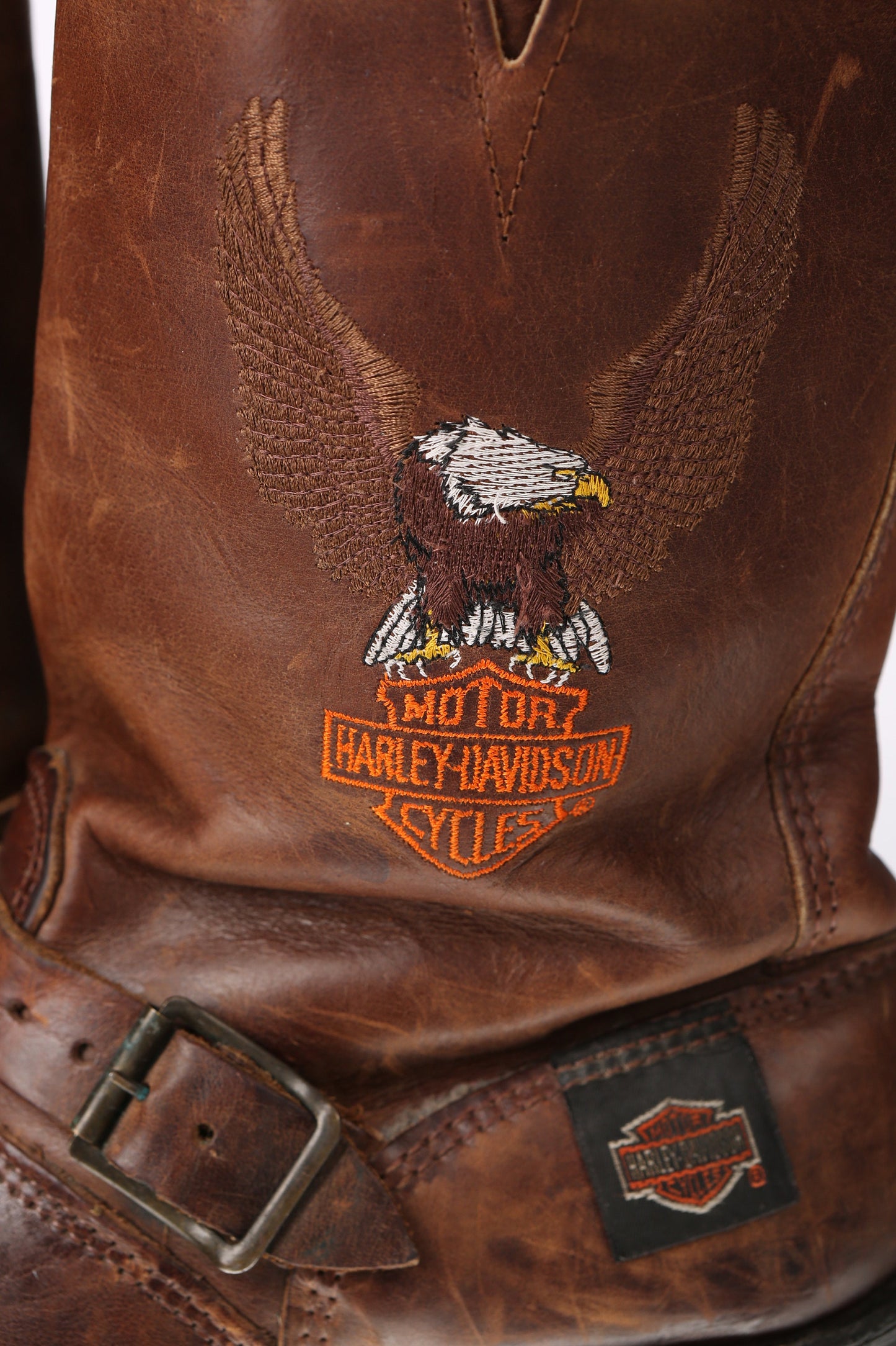 Vintage Harley Davidson Brown Biker Leather Boots