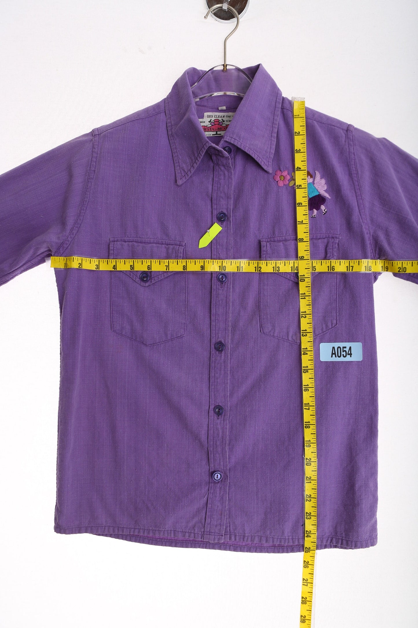 70s Women Purple Cotton Top with Embroidered Details