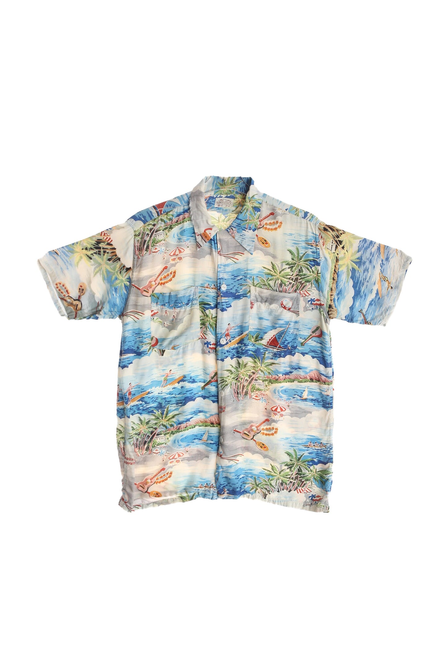 Vintage Men's Blue Hawaiian Shirt by Good Luck