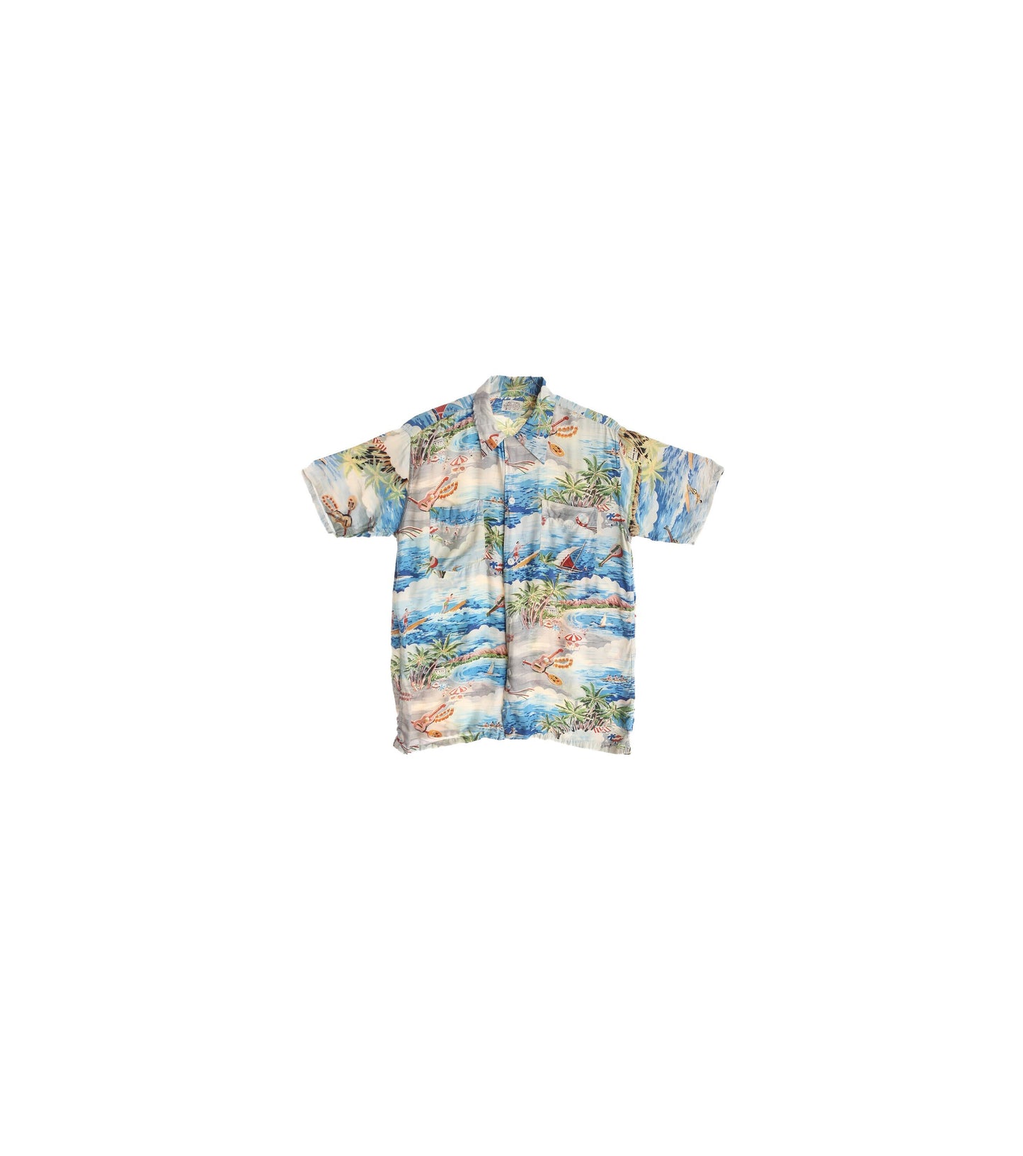 Vintage Men's Blue Hawaiian Shirt by Good Luck