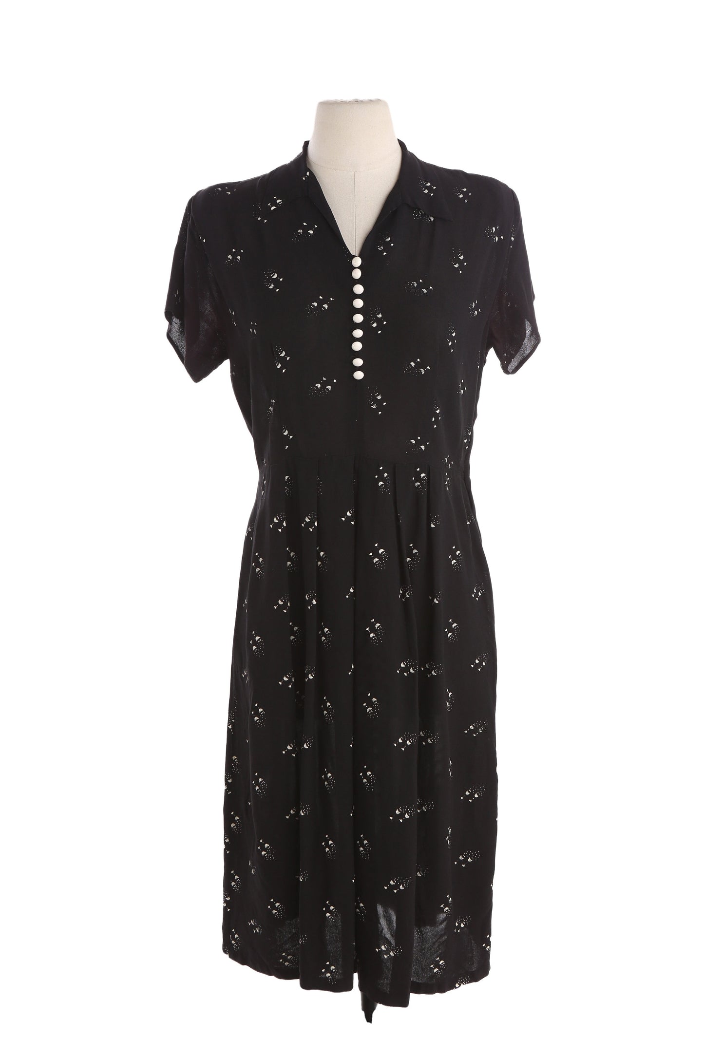 40s Women Black Casual Dress