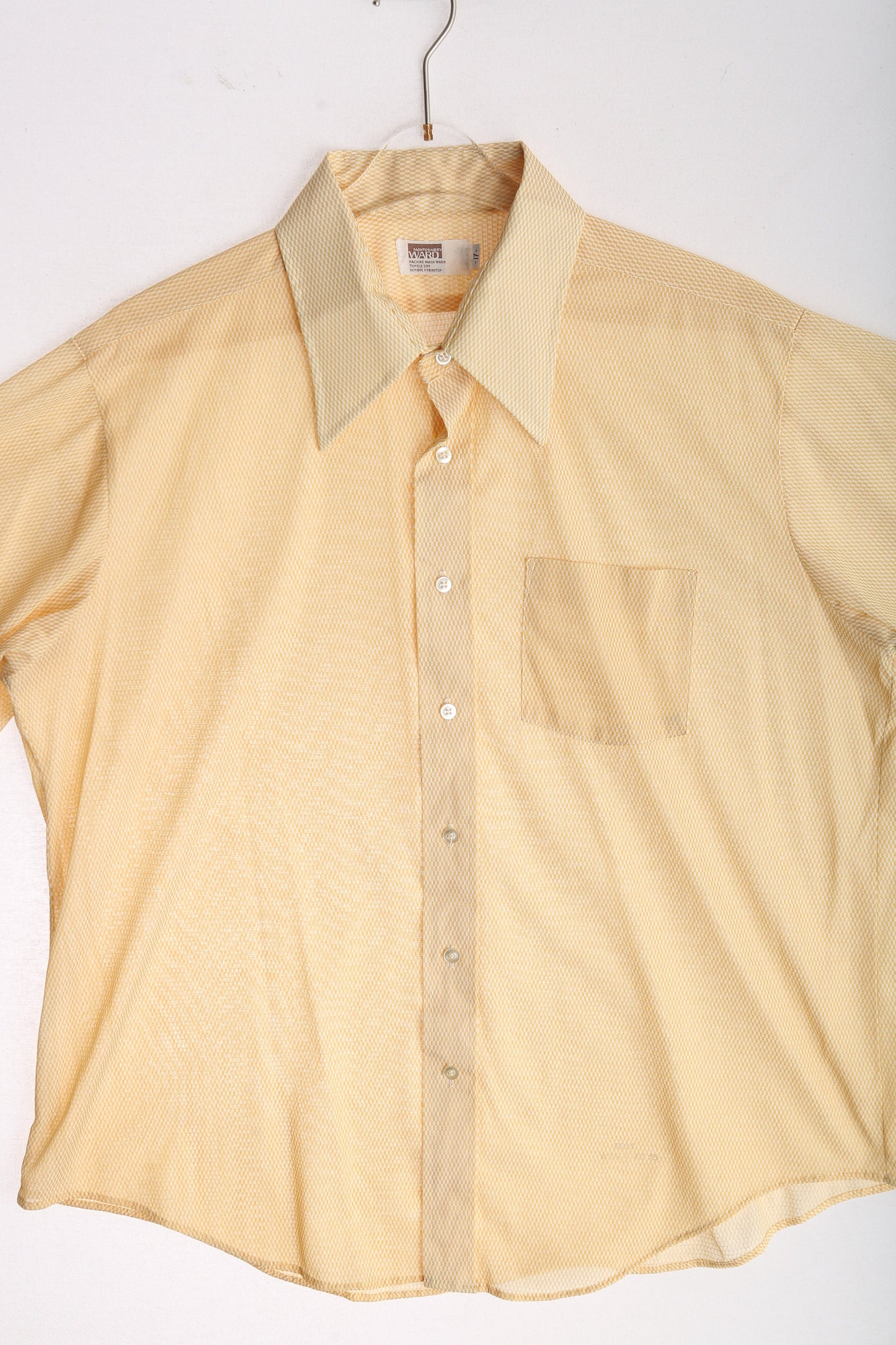 70s Men Yellow Short Sleeve Casual Shirt