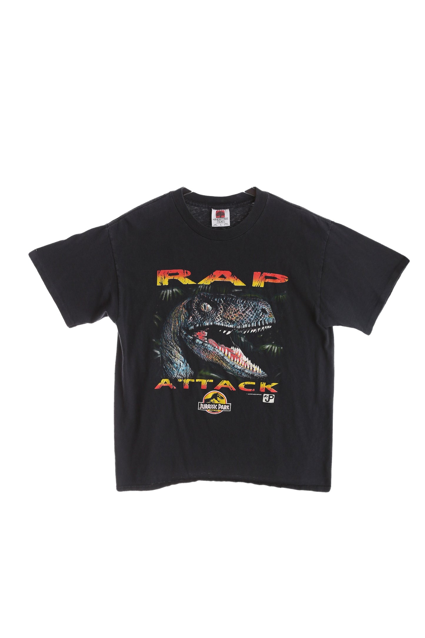 Vintage Jurassic Park - Rap Attack Black Graphic T-shirt