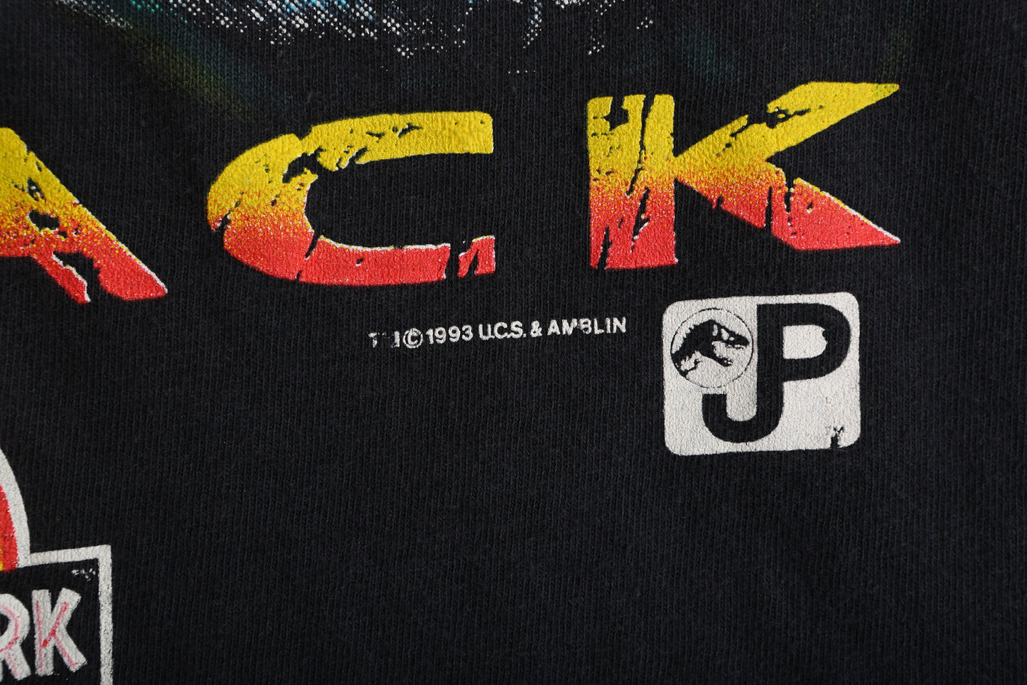 Vintage Jurassic Park - Rap Attack Black Graphic T-shirt