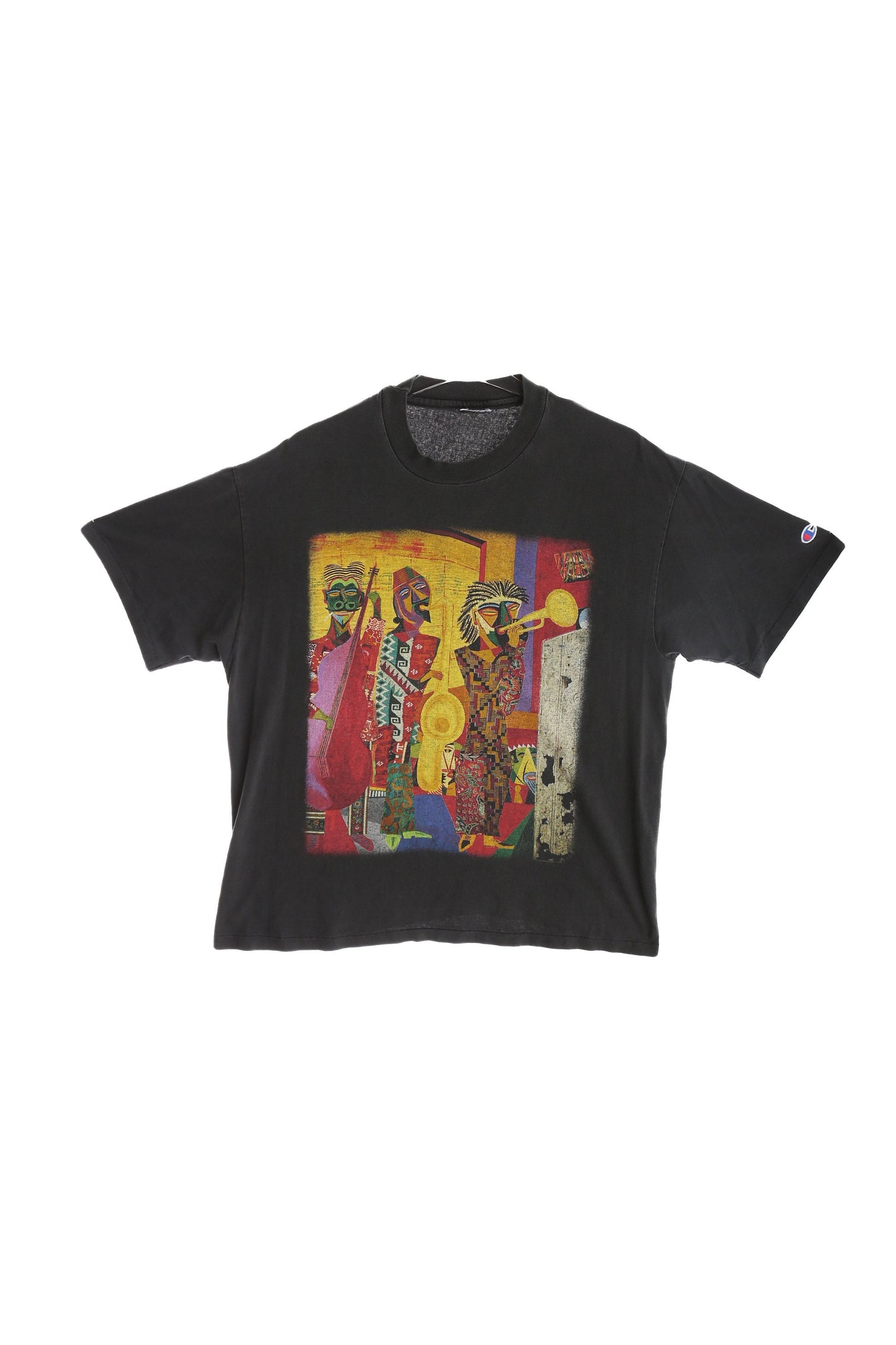 Vintage Abstract Print Black Graphic T-shirt