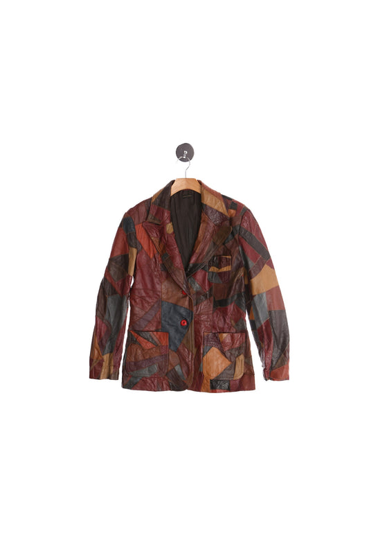 Vintage 70's Women Patchwork Leather Blazer