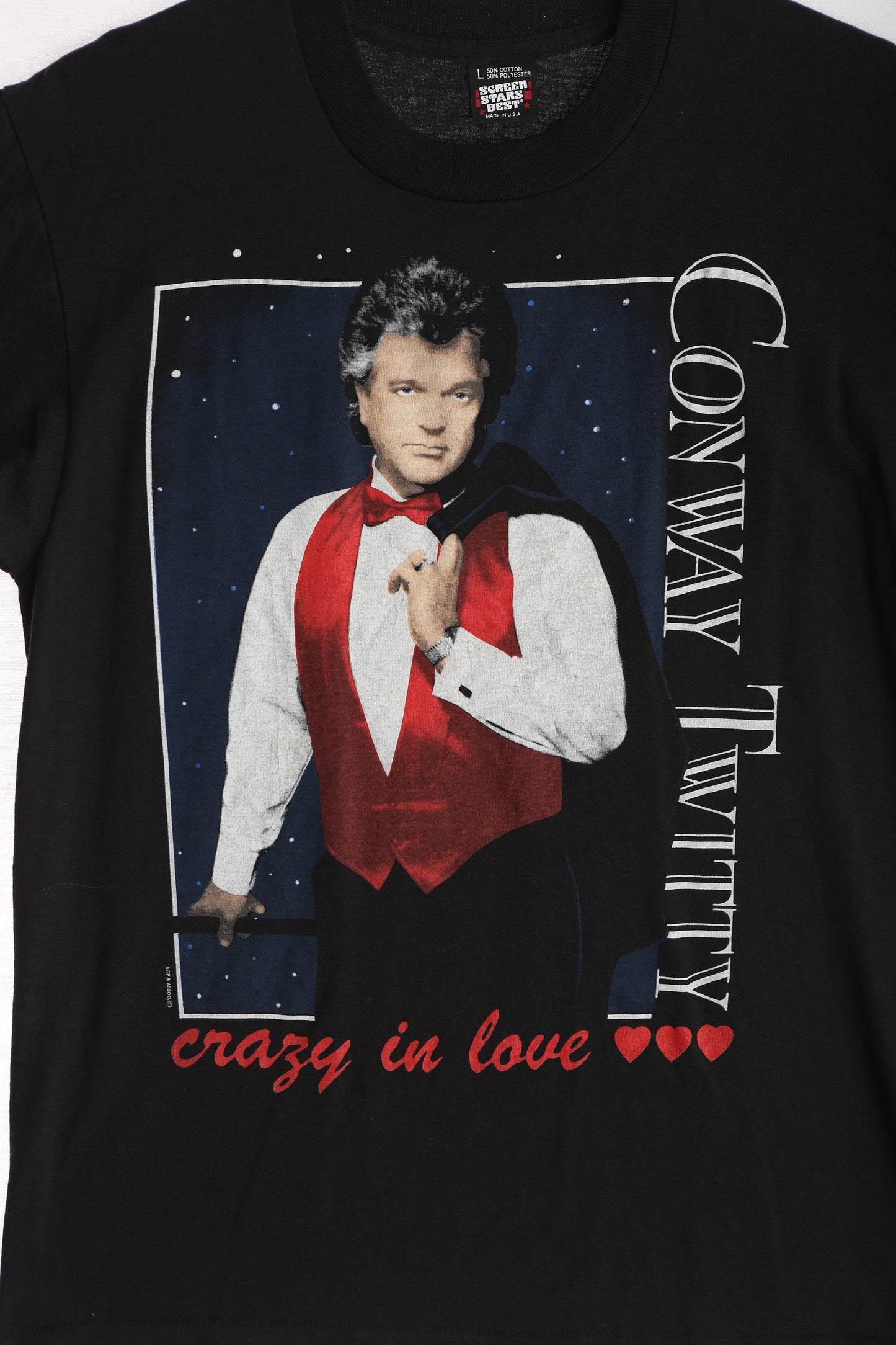 Vintage Conway Twitty Crazy For Love Black Graphic T-shirt