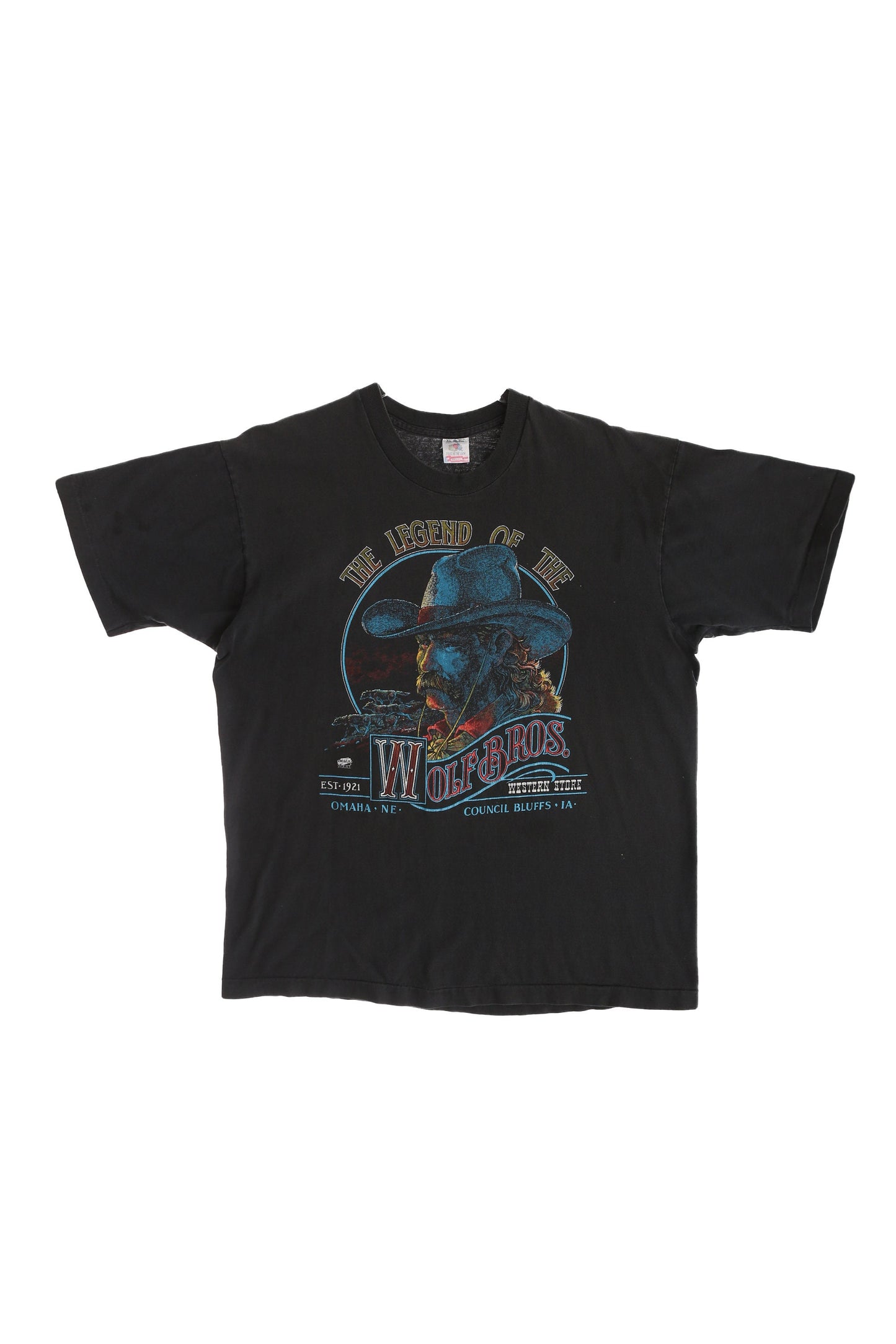 Vintage Western Graphic T-shirt / The Legend of the Wolf Bros / Council Bluffs