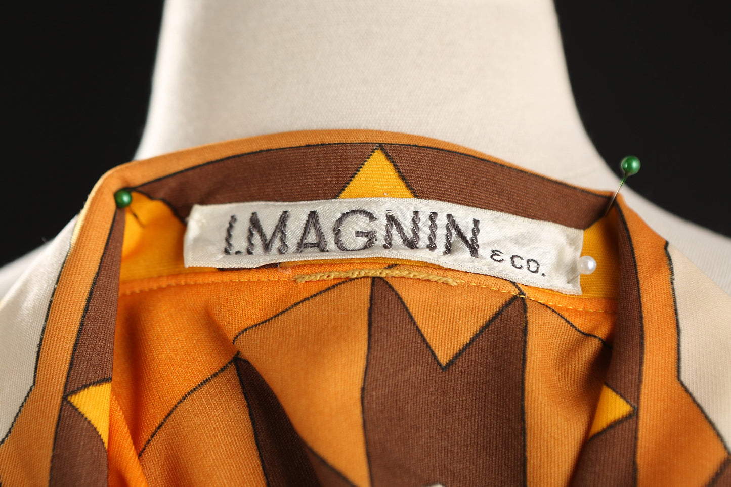 1970s Women Orange Geometric Print Casual Dress by I.MAGNIN & Co.