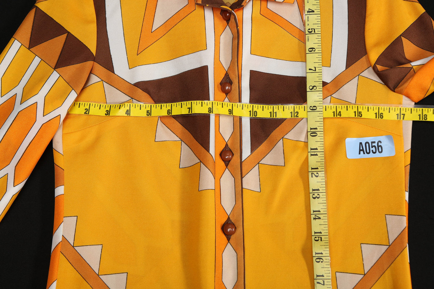 1970s Women Orange Geometric Print Casual Dress by I.MAGNIN & Co.