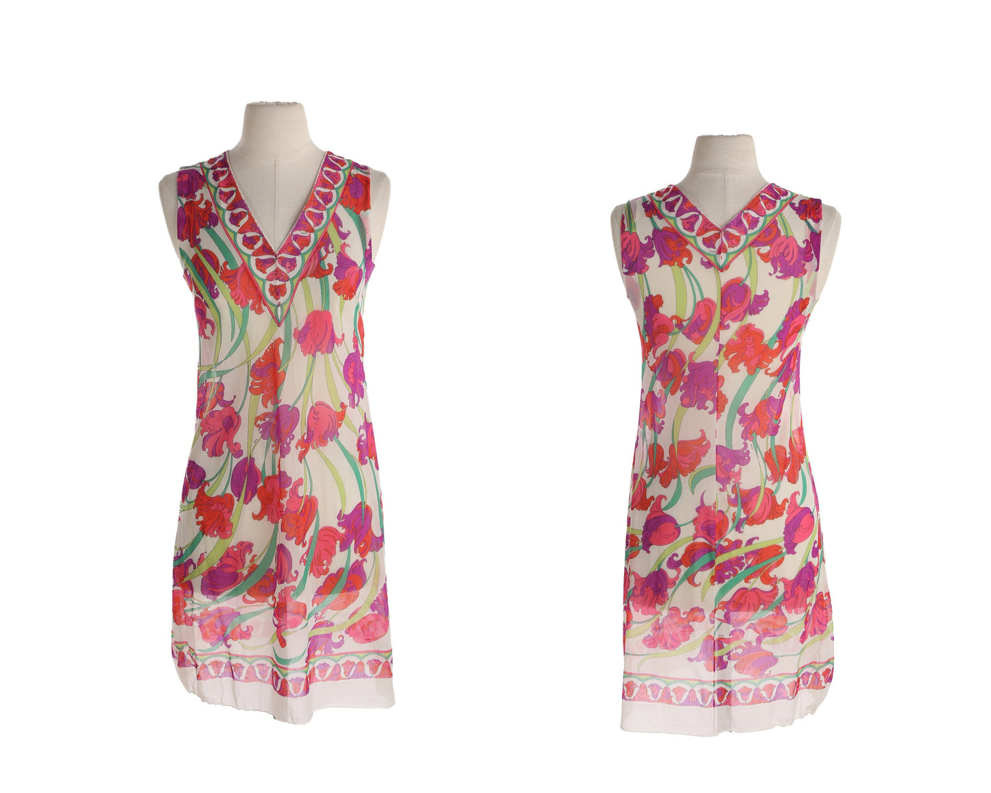 Vintage Emilion Pucci Floral Print Poly Summer Dress