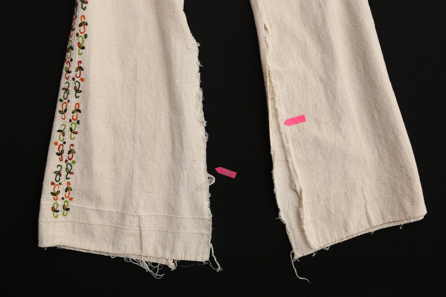 70s Bell Bottom Pants with Embridered Floral Details