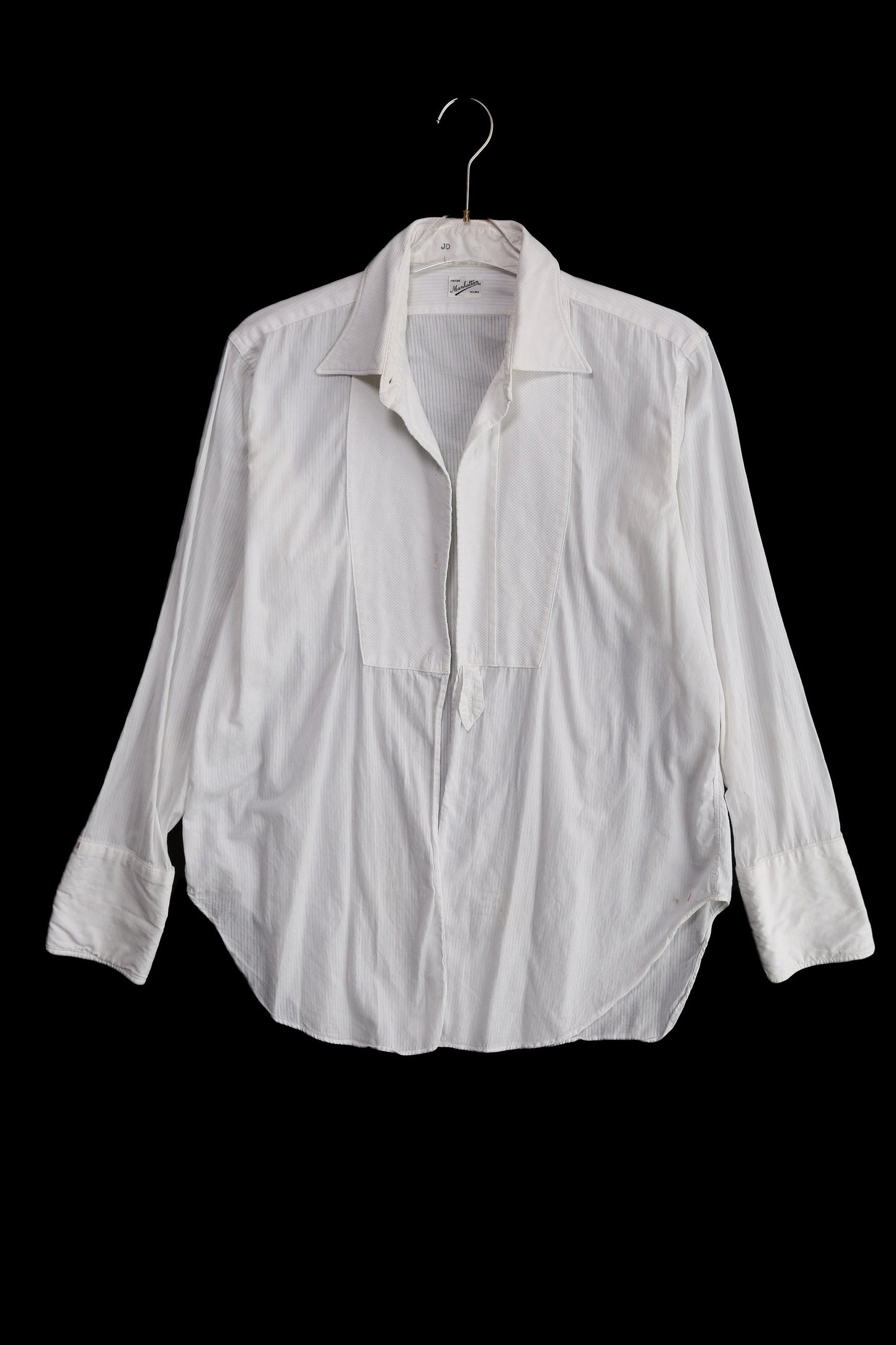 Vintage Men's White Tuxedo Shirt / Estimated Era 50s - 60s by Manhattan