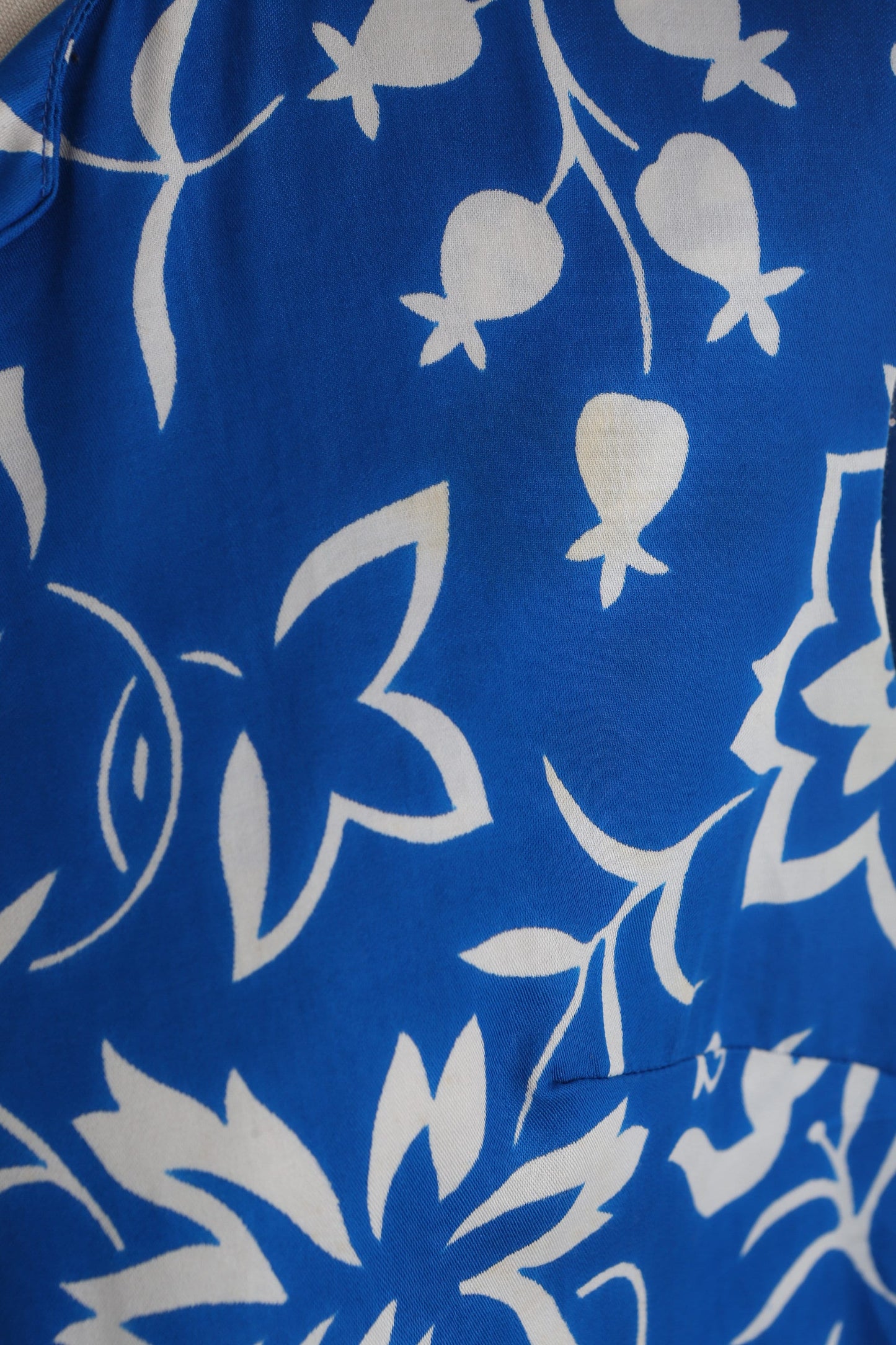 Vintage Blue Floral Print Sleeveless Hawaiian Dress / Made in Hawaii by Hawaiian Paradise