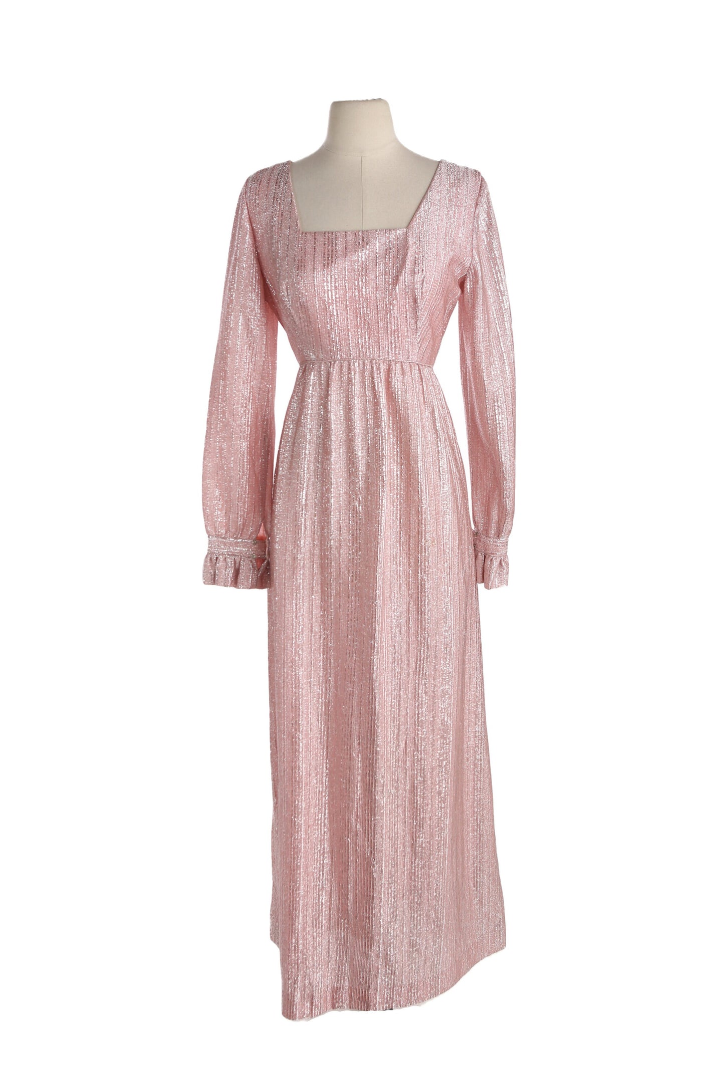 1970s Women Pink Metallic Party Dress by Emma Domb