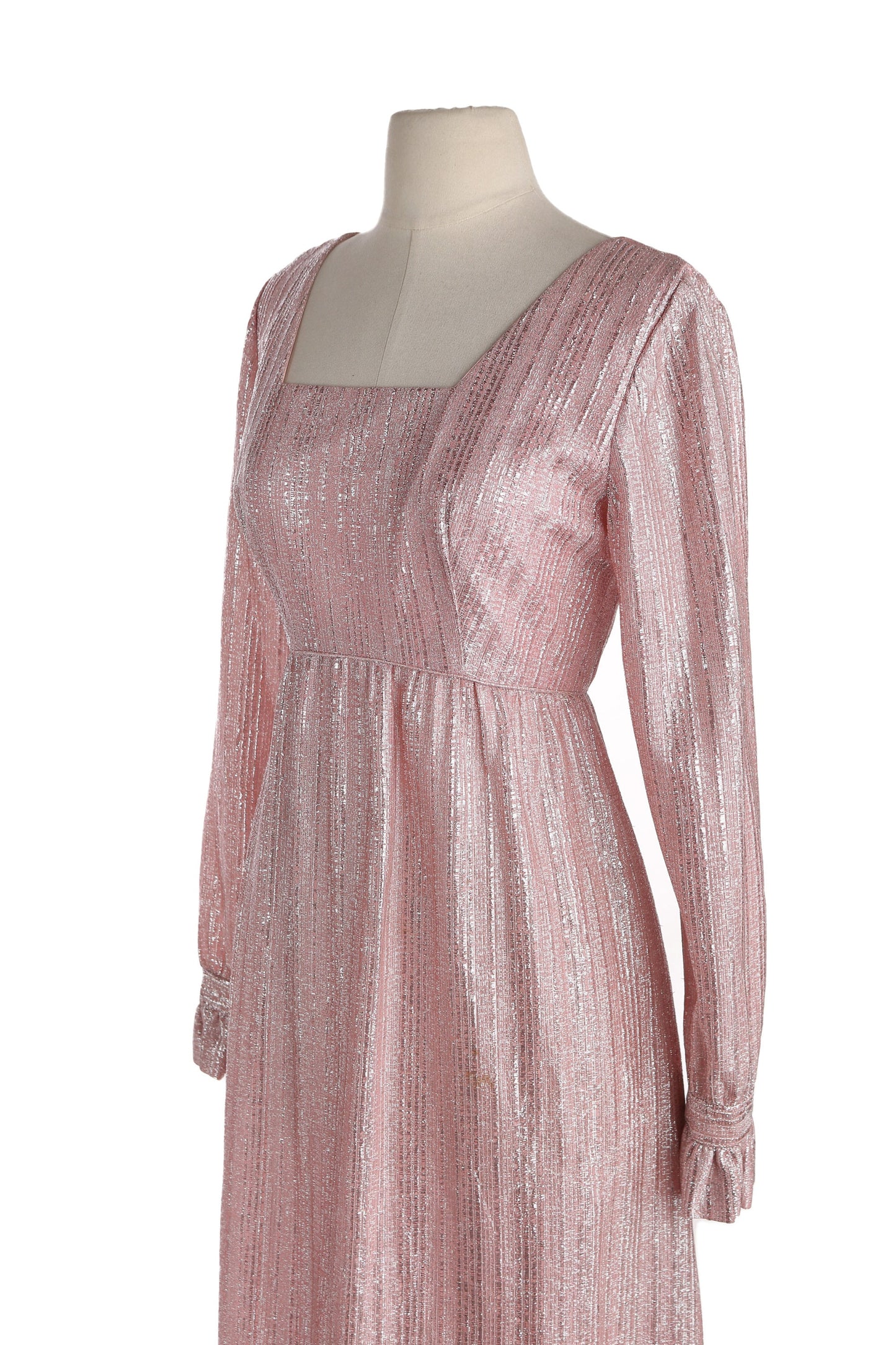 1970s Women Pink Metallic Party Dress by Emma Domb