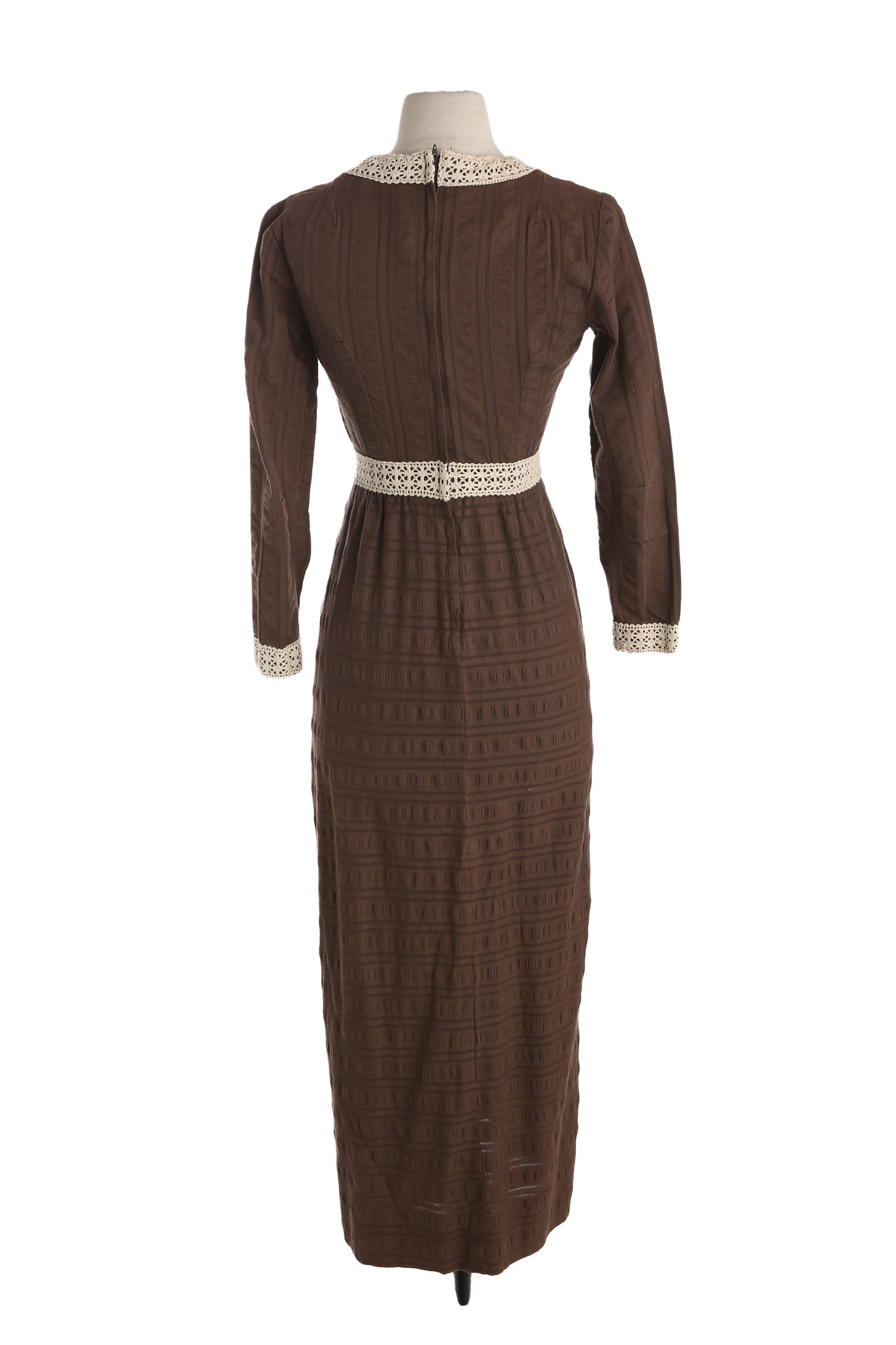 1970s Women Brown Cotton Long Sleeve Dress
