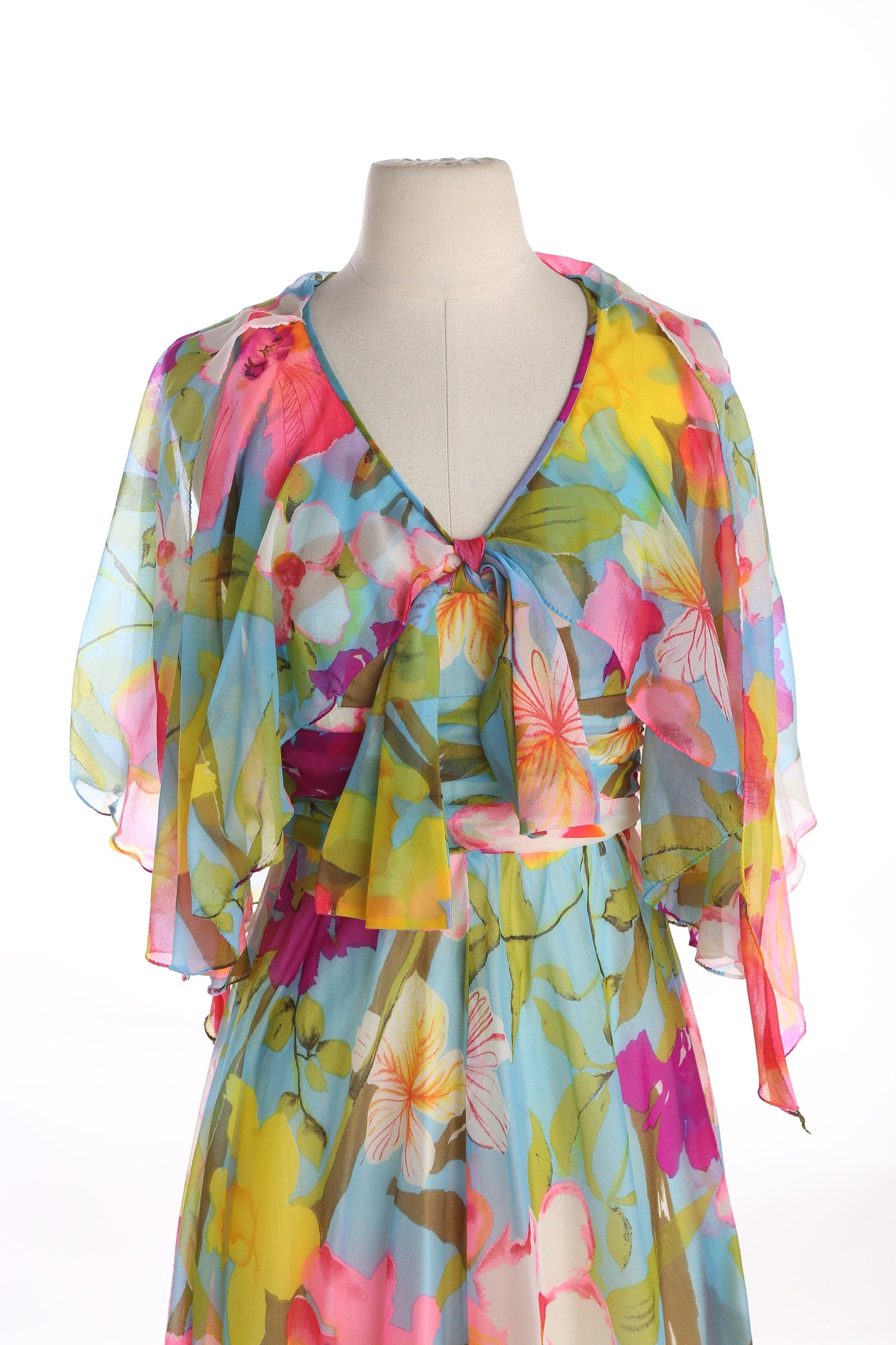 1970s Women Floral print Long Summer Dress