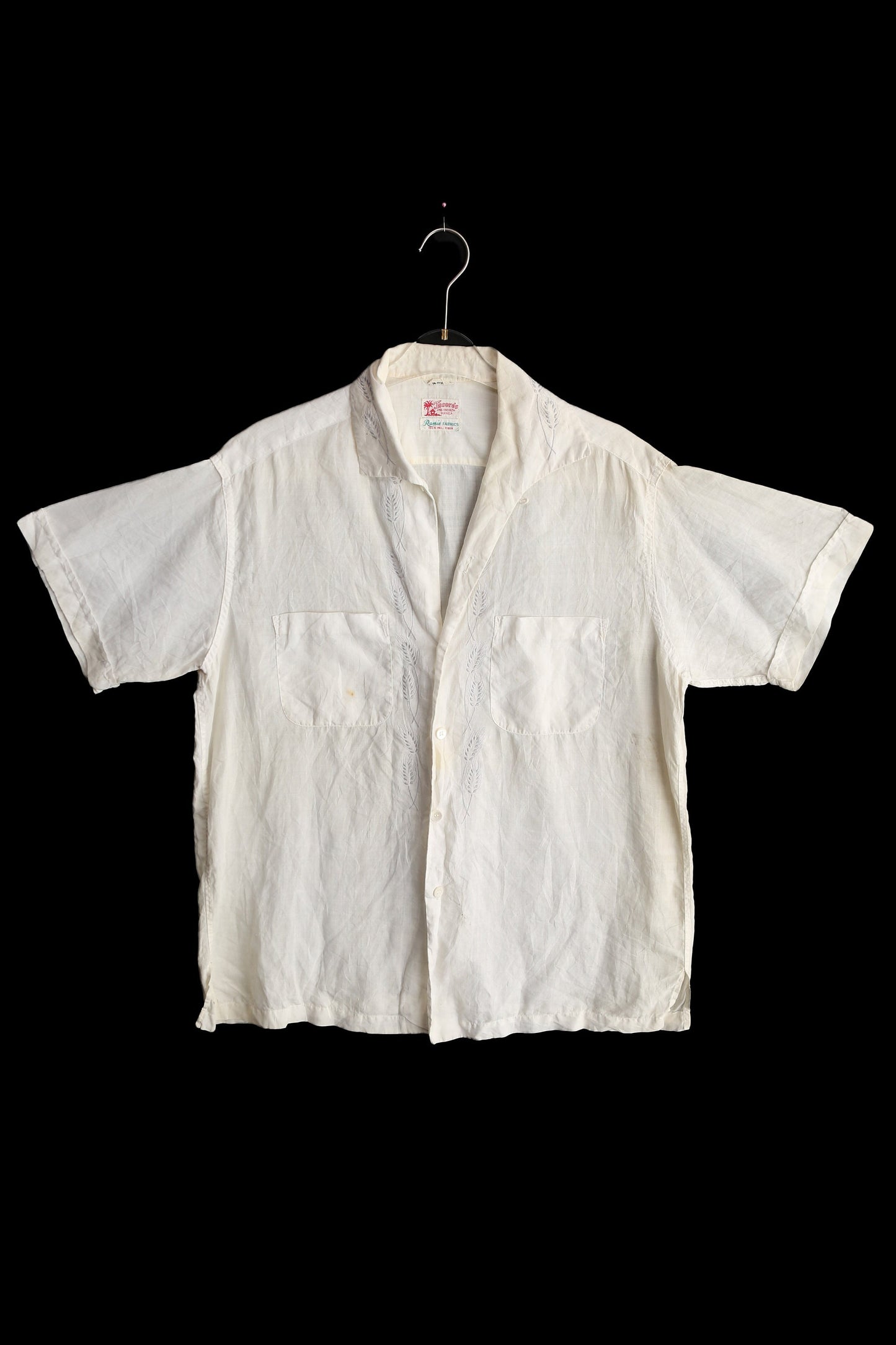 Vintage White Casual Shirt - Short Sleeves - by Tesoro's Escolta Manila Ramie Fabrics