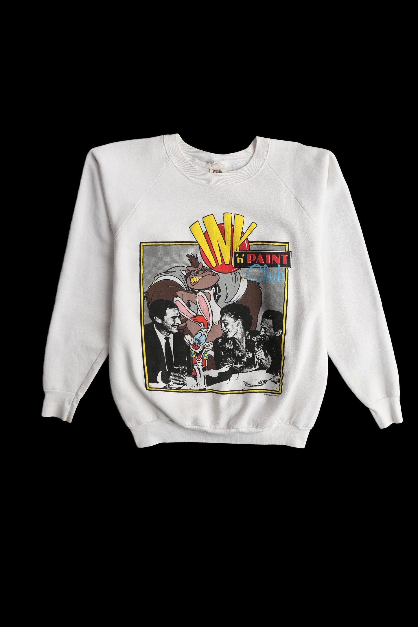 Vintage Cartoon White Graphic Sweatshirt / Ink N Paint Club Print
